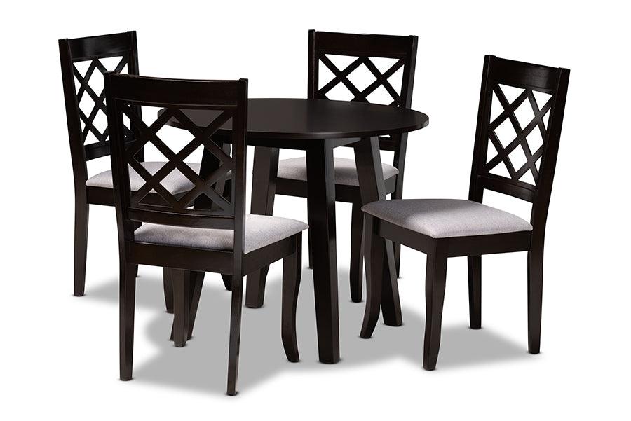 Daisy Modern and Contemporary Fabric Upholstered and Finished Wood 5-Piece Dining Set