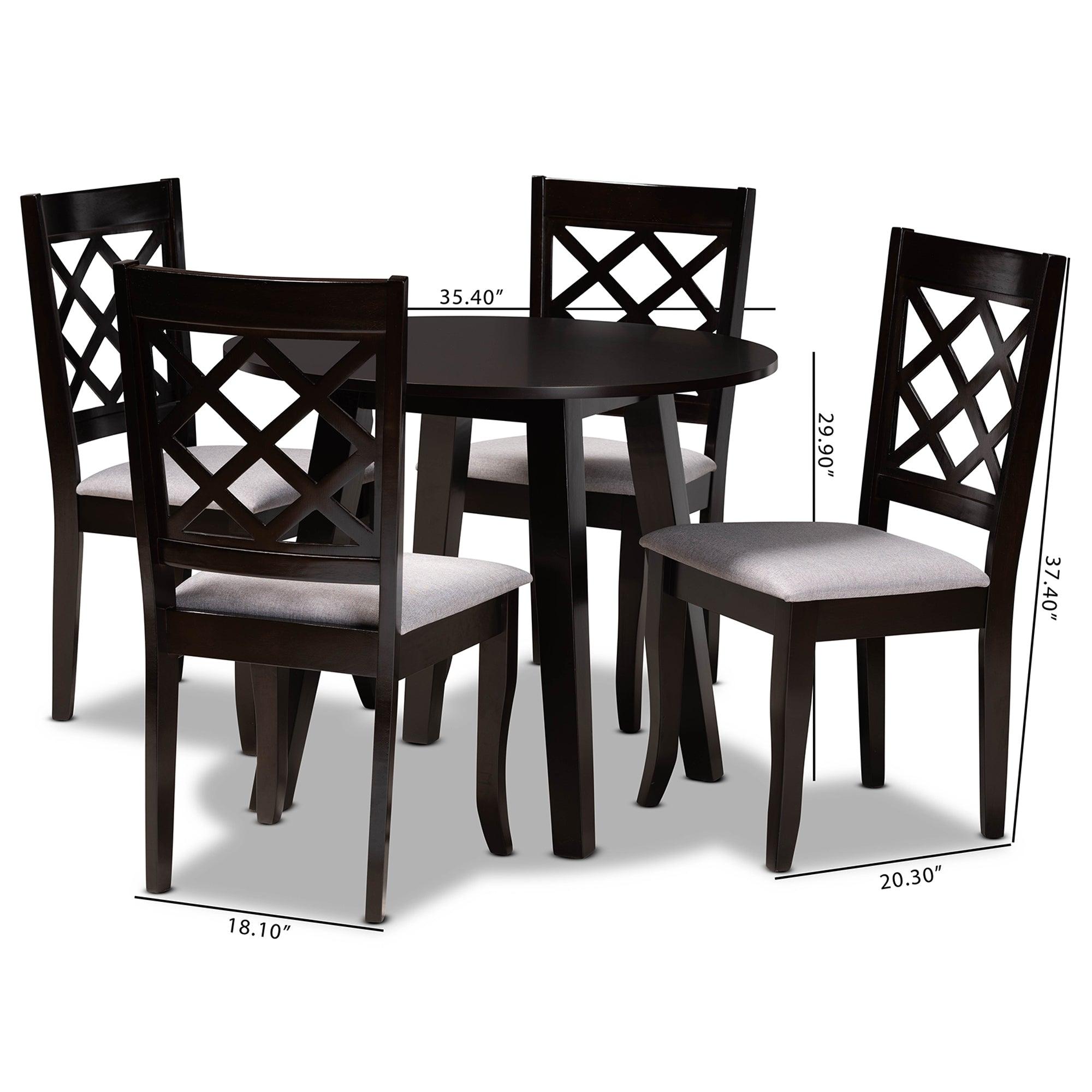 Daisy Modern and Contemporary Fabric Upholstered and Finished Wood 5-Piece Dining Set
