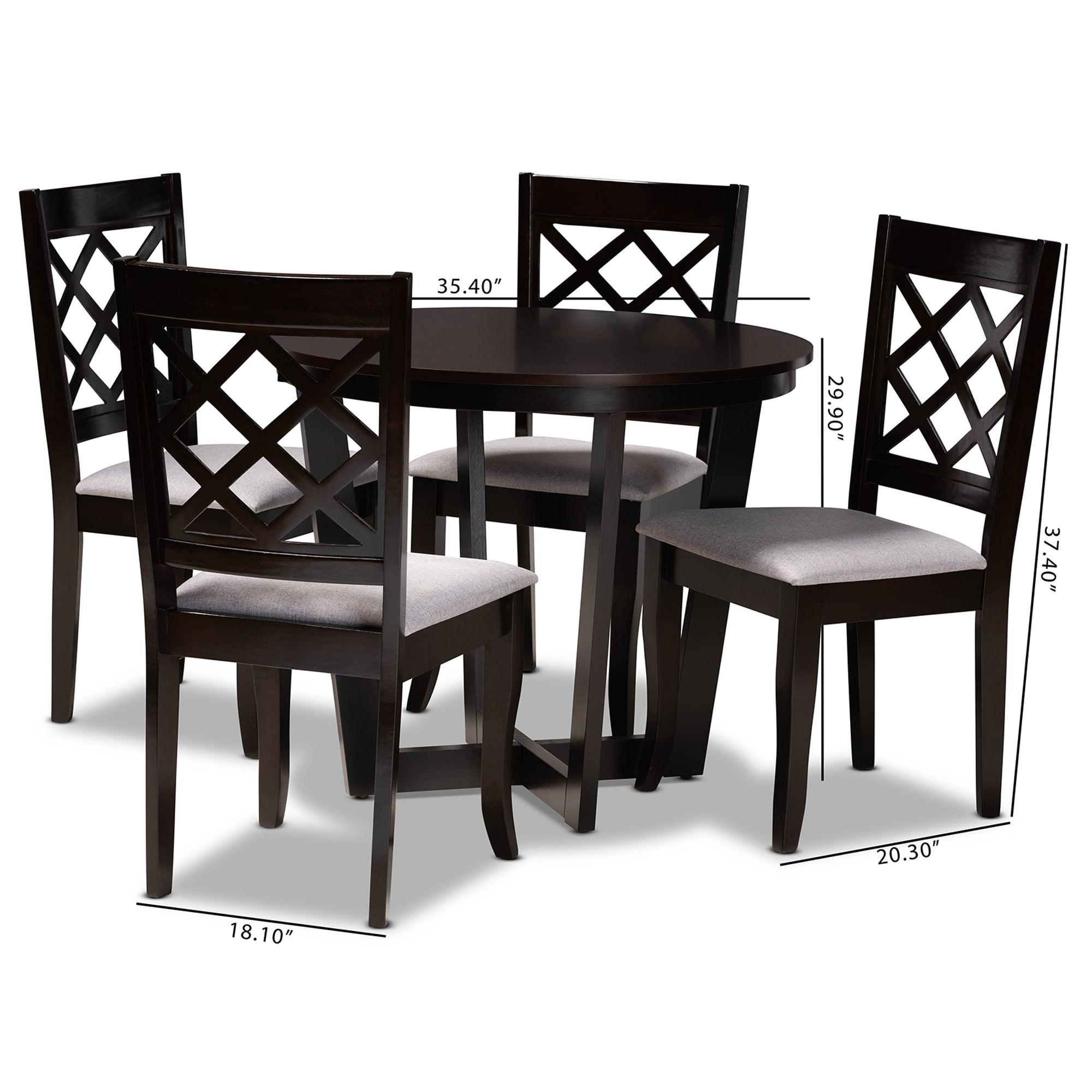 Selby Modern and Contemporary Fabric Upholstered and Finished Wood 5-Piece Dining Set