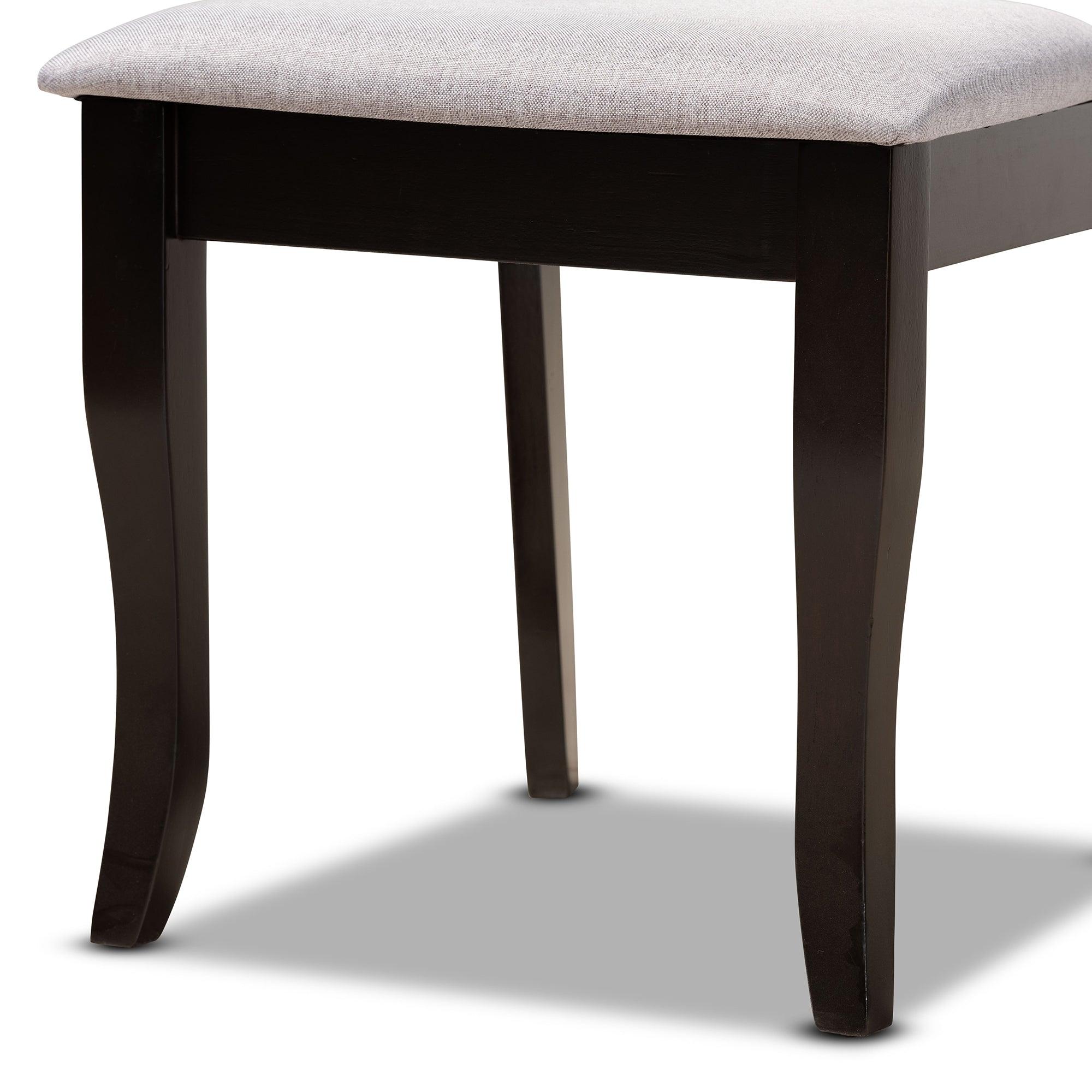 Savina Modern and Contemporary Fabric Upholstered and Finished Wood 5-Piece Dining Set