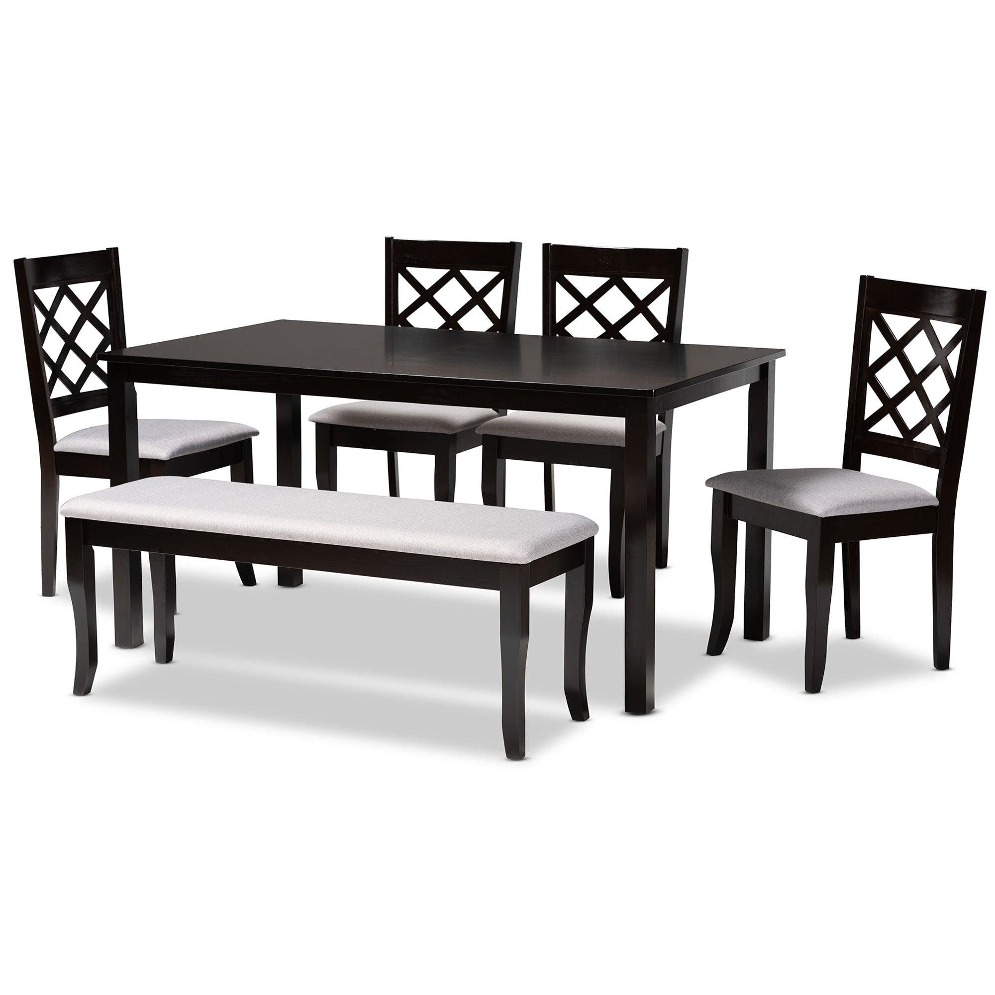 Andor Modern and Contemporary Fabric Upholstered and Finished Wood 6-Piece Dining Set