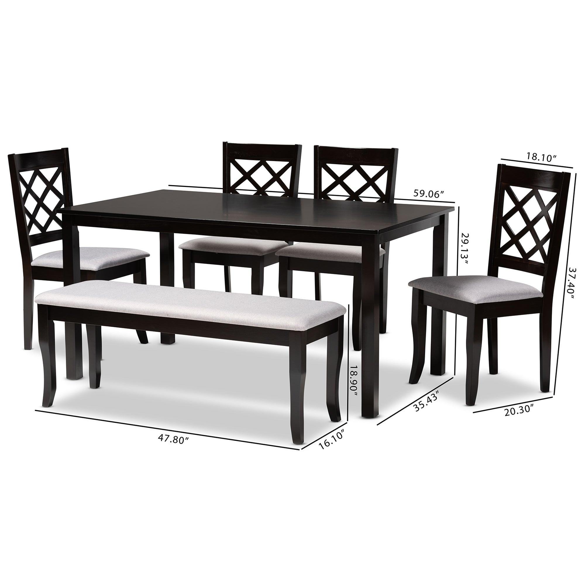 Andor Modern and Contemporary Fabric Upholstered and Finished Wood 6-Piece Dining Set