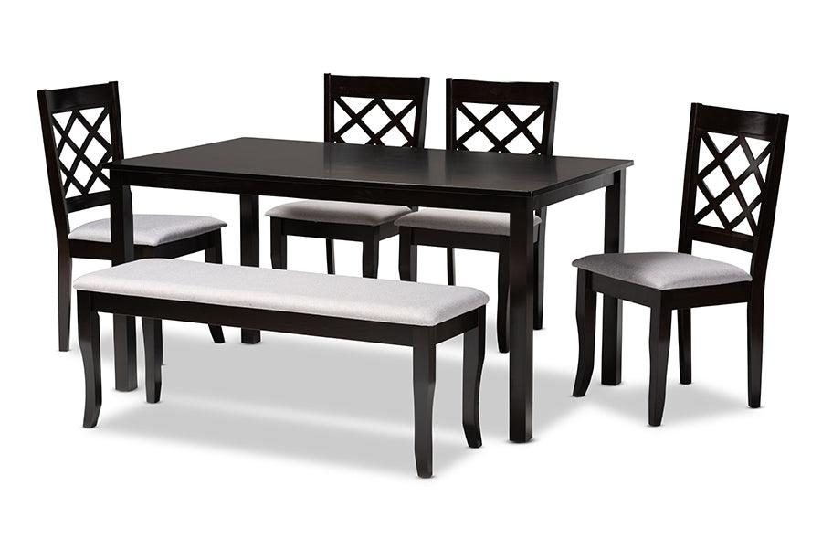 Andor Modern and Contemporary Fabric Upholstered and Finished Wood 6-Piece Dining Set