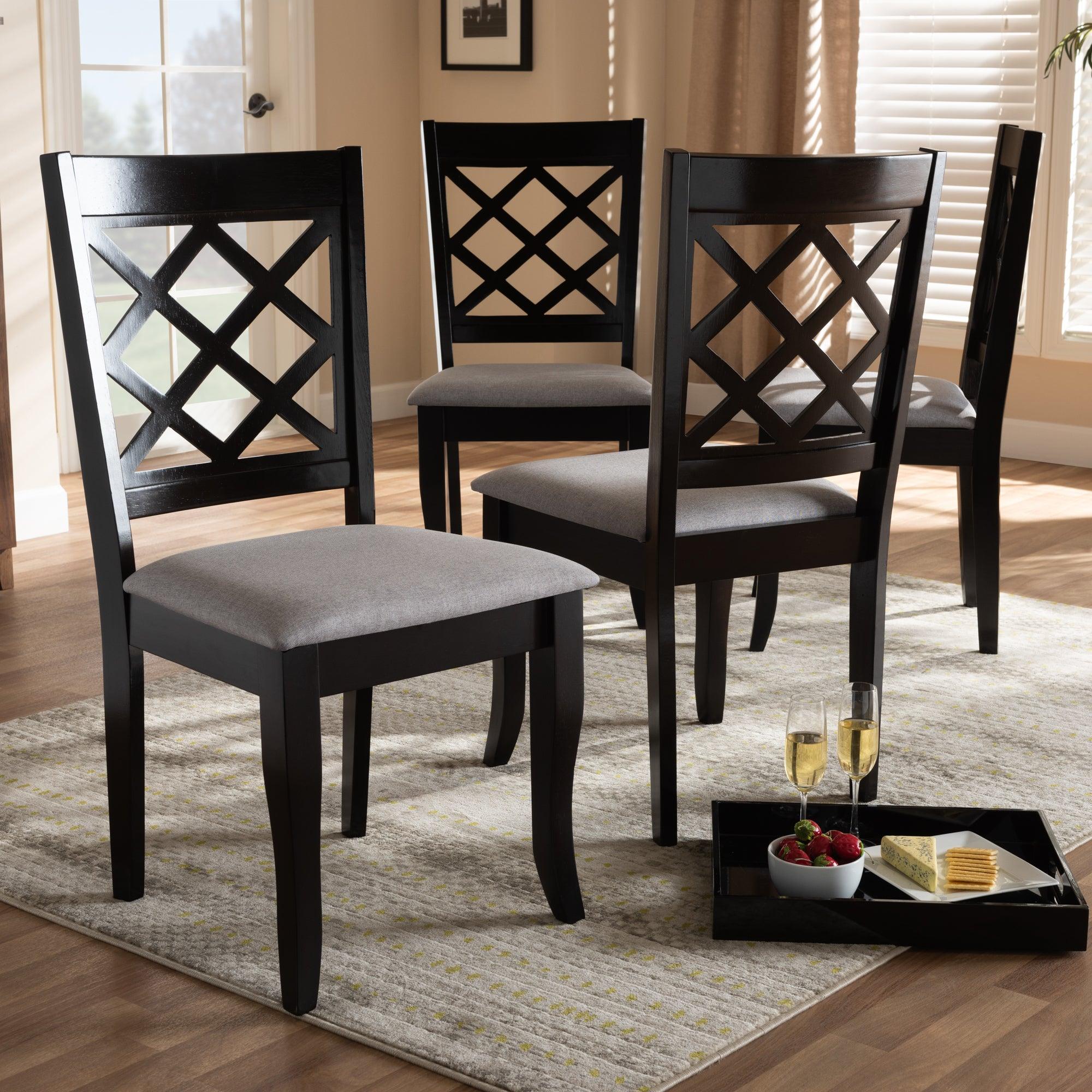 Verner Modern and Contemporary Fabric Upholstered Espresso Finished Wood Dining Chair Set of 4