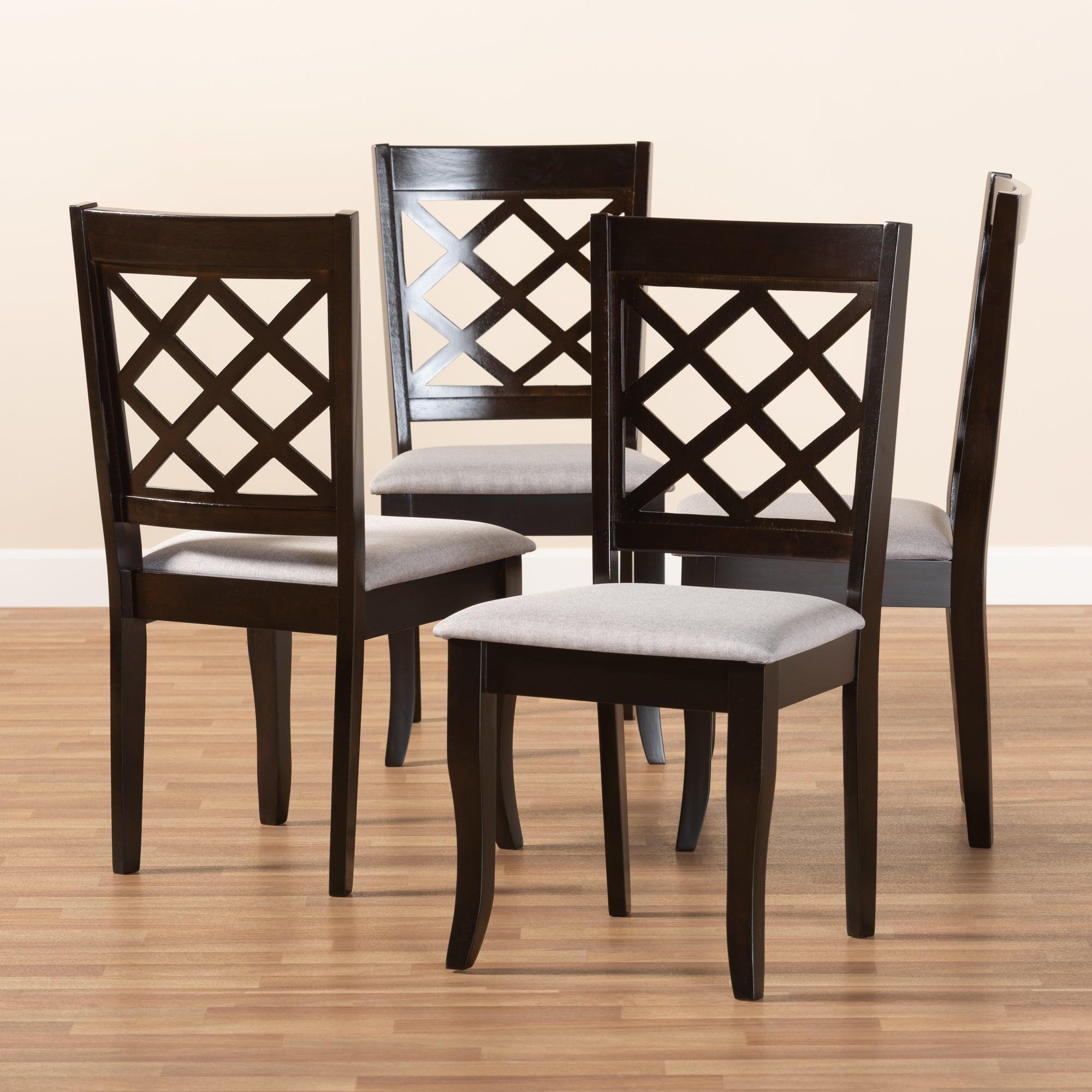 Verner Modern and Contemporary Fabric Upholstered Espresso Finished Wood Dining Chair Set of 4