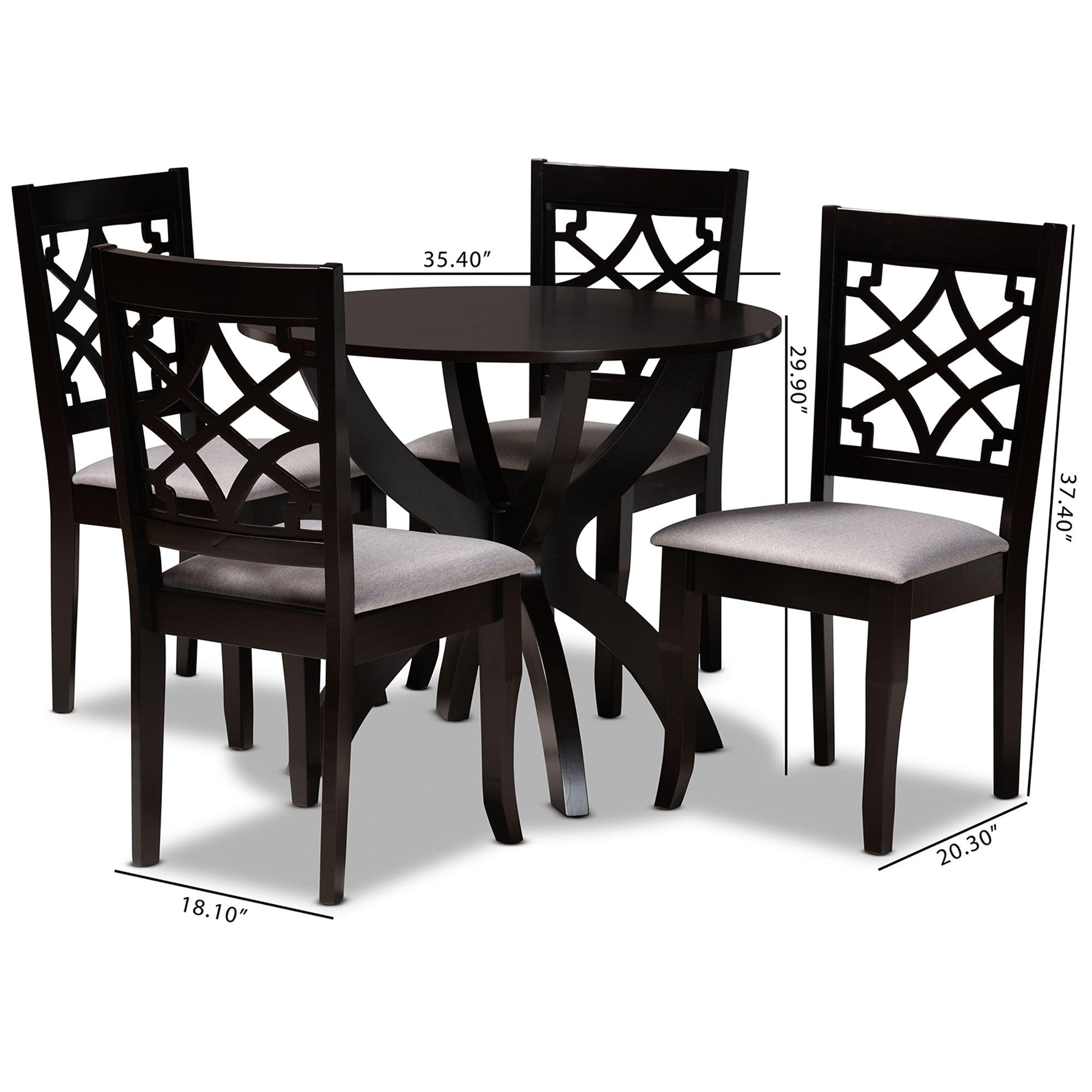 Sandra Modern and Contemporary Fabric Upholstered and Finished Wood 5-Piece Dining Set