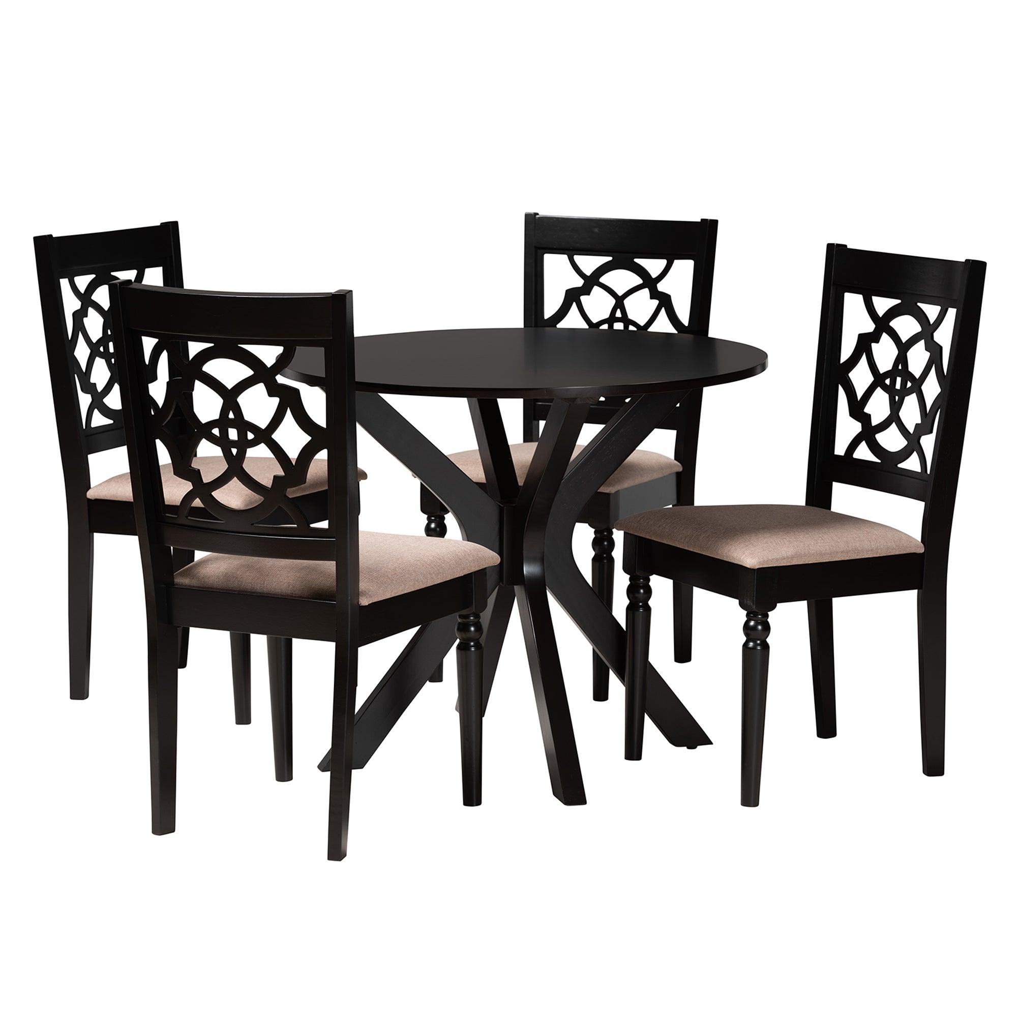 Sadie Modern Fabric and Espresso Finished Wood 5-Piece Dining Set