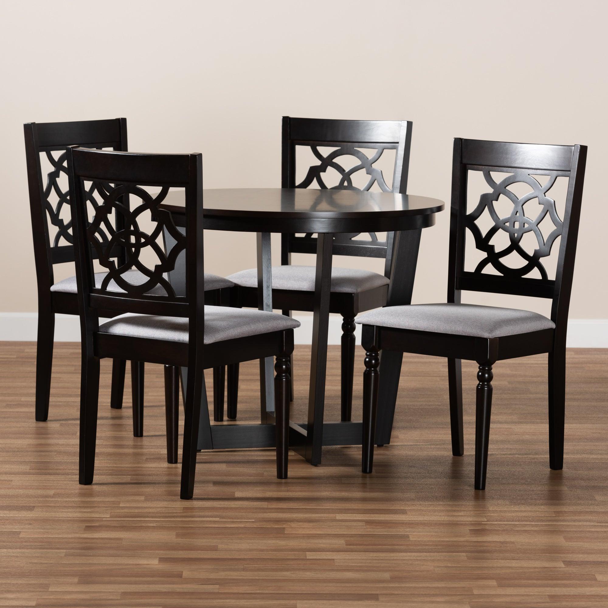 Valerie Modern and Contemporary Fabric Upholstered and Finished Wood 5-Piece Dining Set