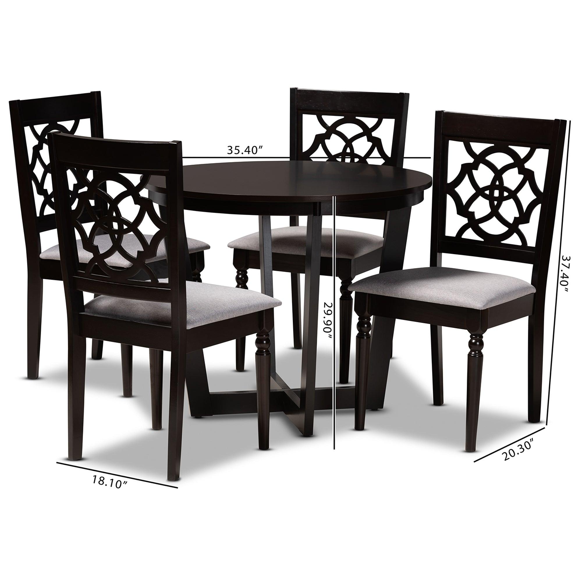 Valerie Modern and Contemporary Fabric Upholstered and Finished Wood 5-Piece Dining Set