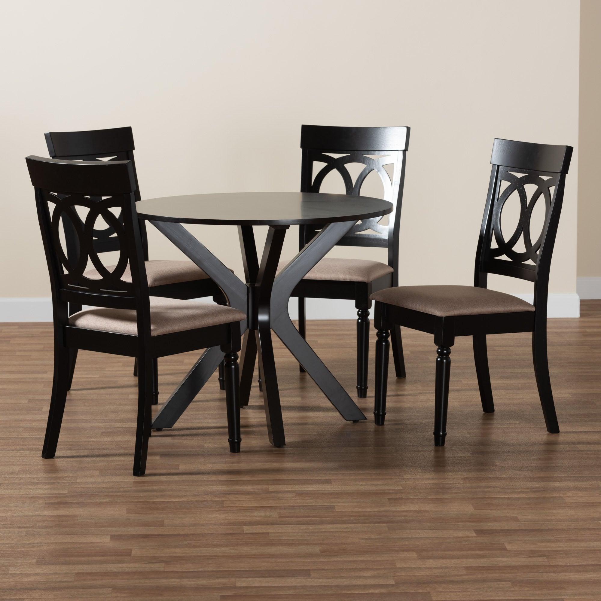 Jessie Modern Sand Fabric and Finished Wood 5-Piece Dining Set