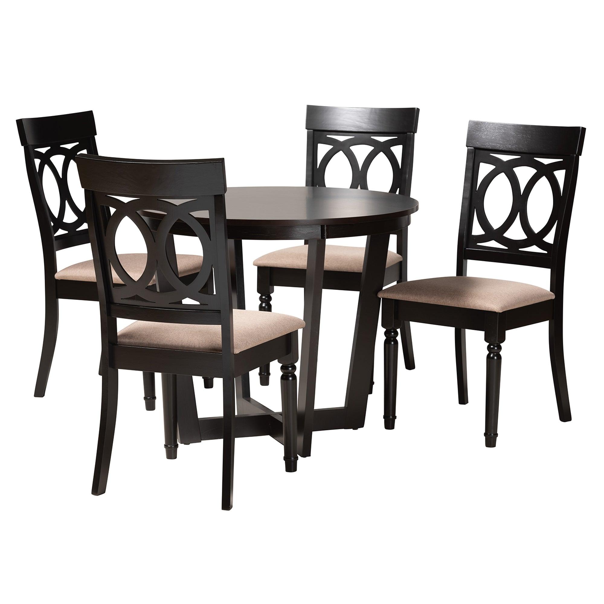 Estelle Modern Fabric and Finished Wood 5-Piece Dining Set