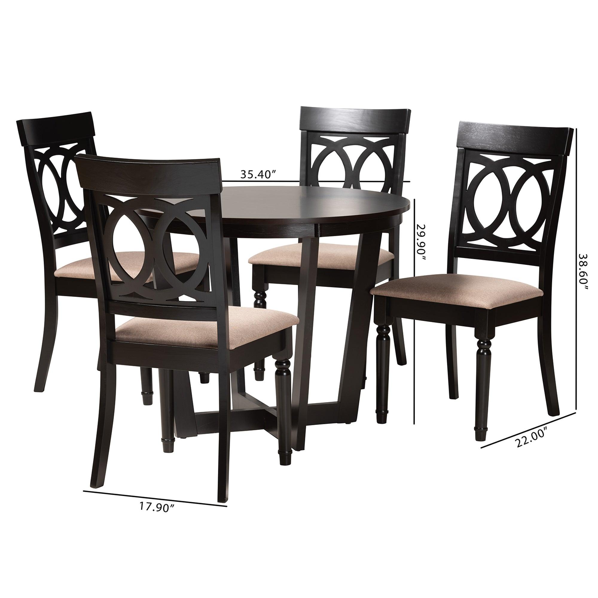 Estelle Modern Fabric and Finished Wood 5-Piece Dining Set