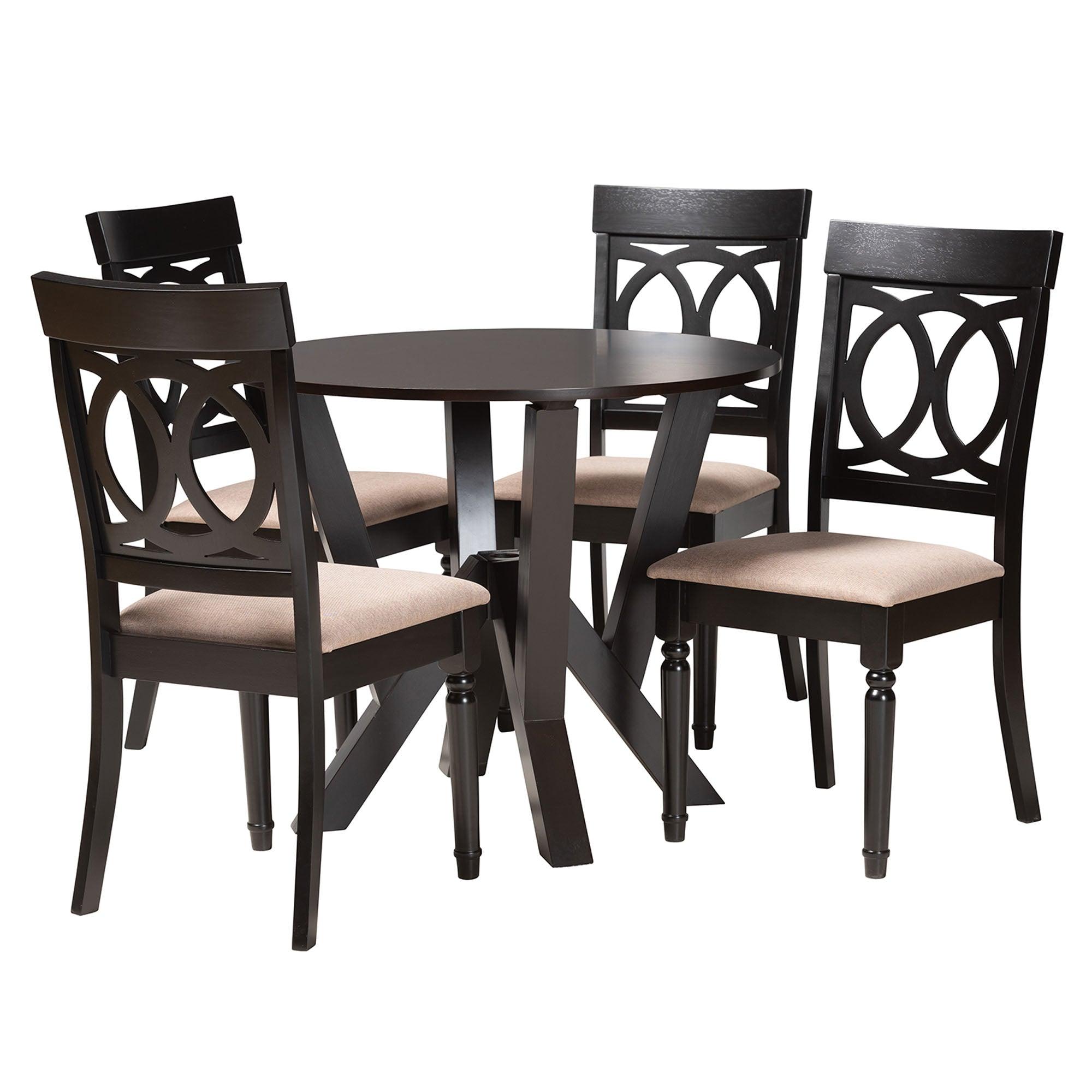 Angie Modern Sand Fabric and Finished Wood 5-Piece Dining Set