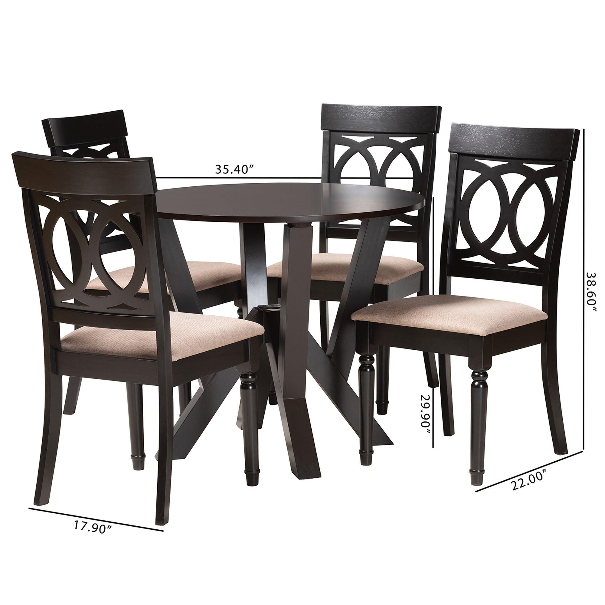Angie Modern Sand Fabric and Finished Wood 5-Piece Dining Set
