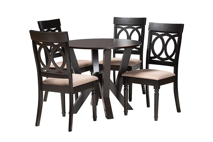Angie Modern Sand Fabric and Finished Wood 5-Piece Dining Set