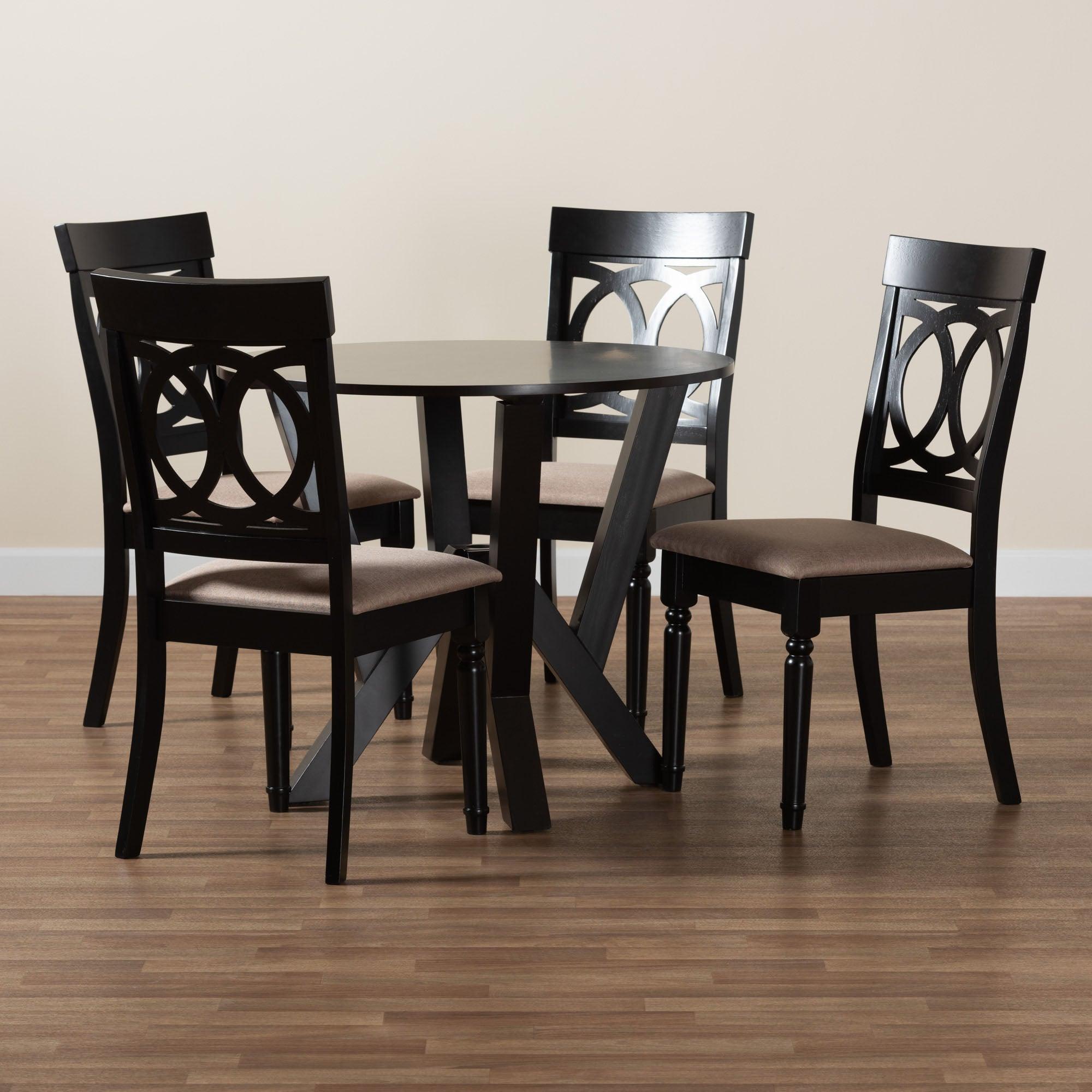 Angie Modern Sand Fabric and Finished Wood 5-Piece Dining Set