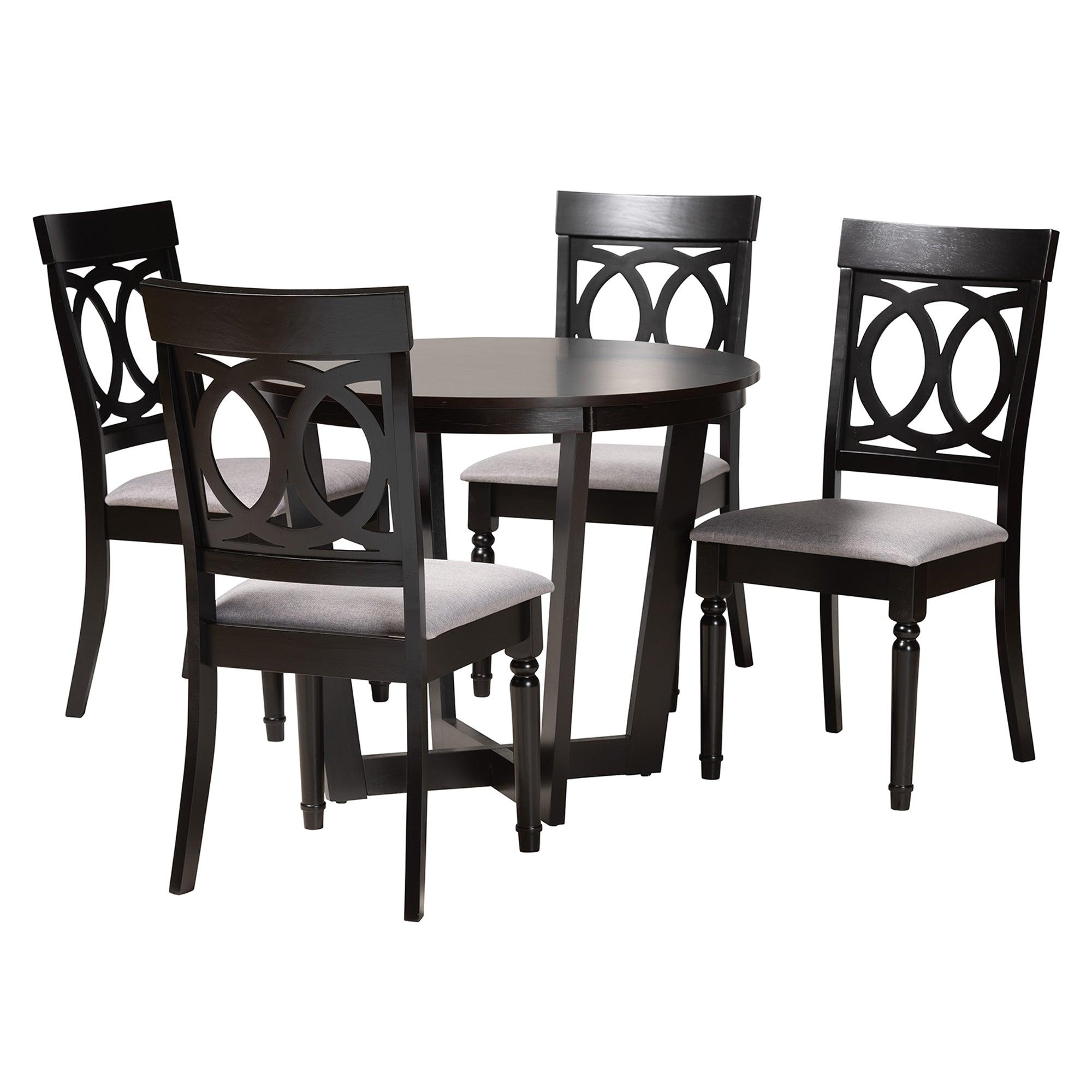 Estelle Modern Fabric and Finished Wood 5-Piece Dining Set