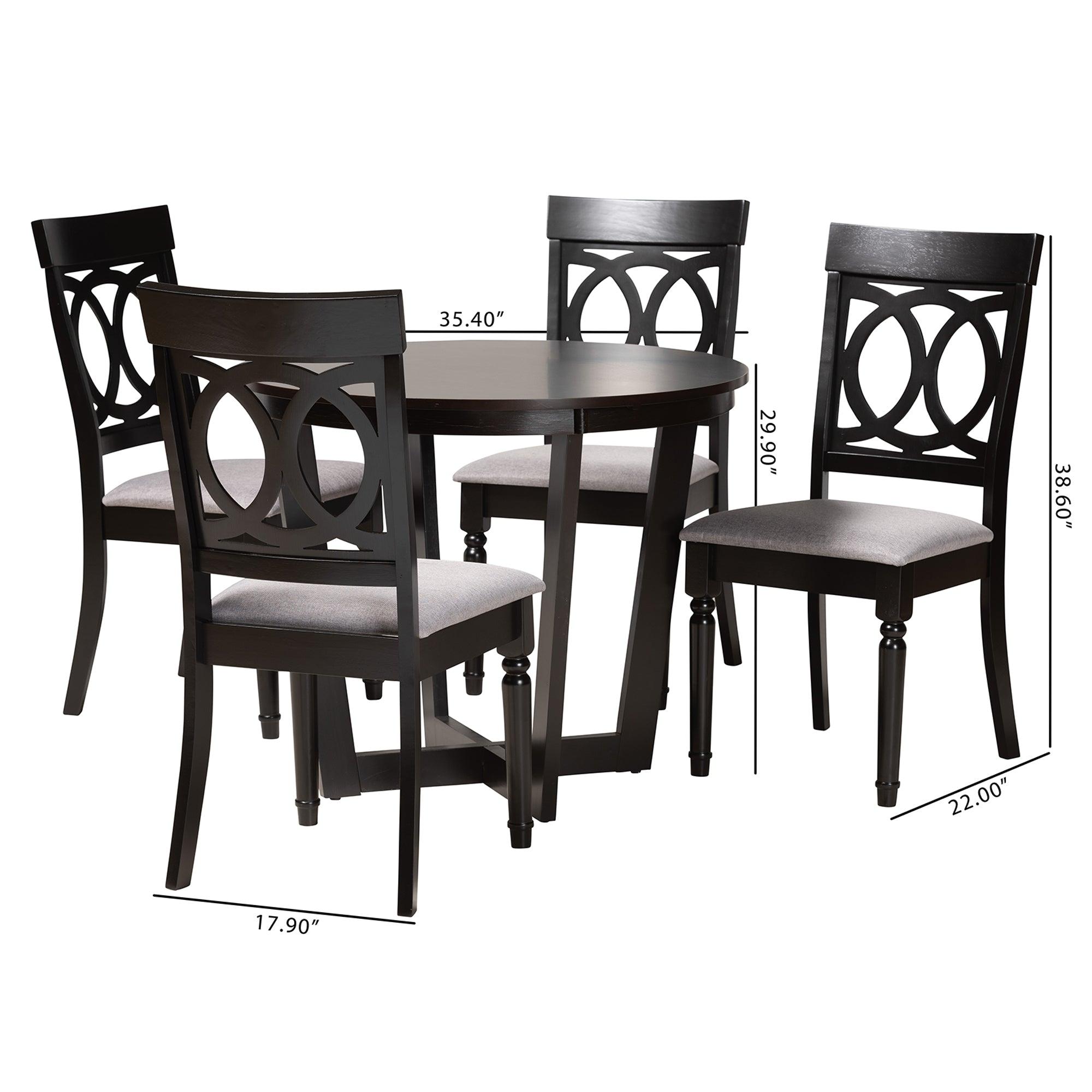 Estelle Modern Fabric and Finished Wood 5-Piece Dining Set