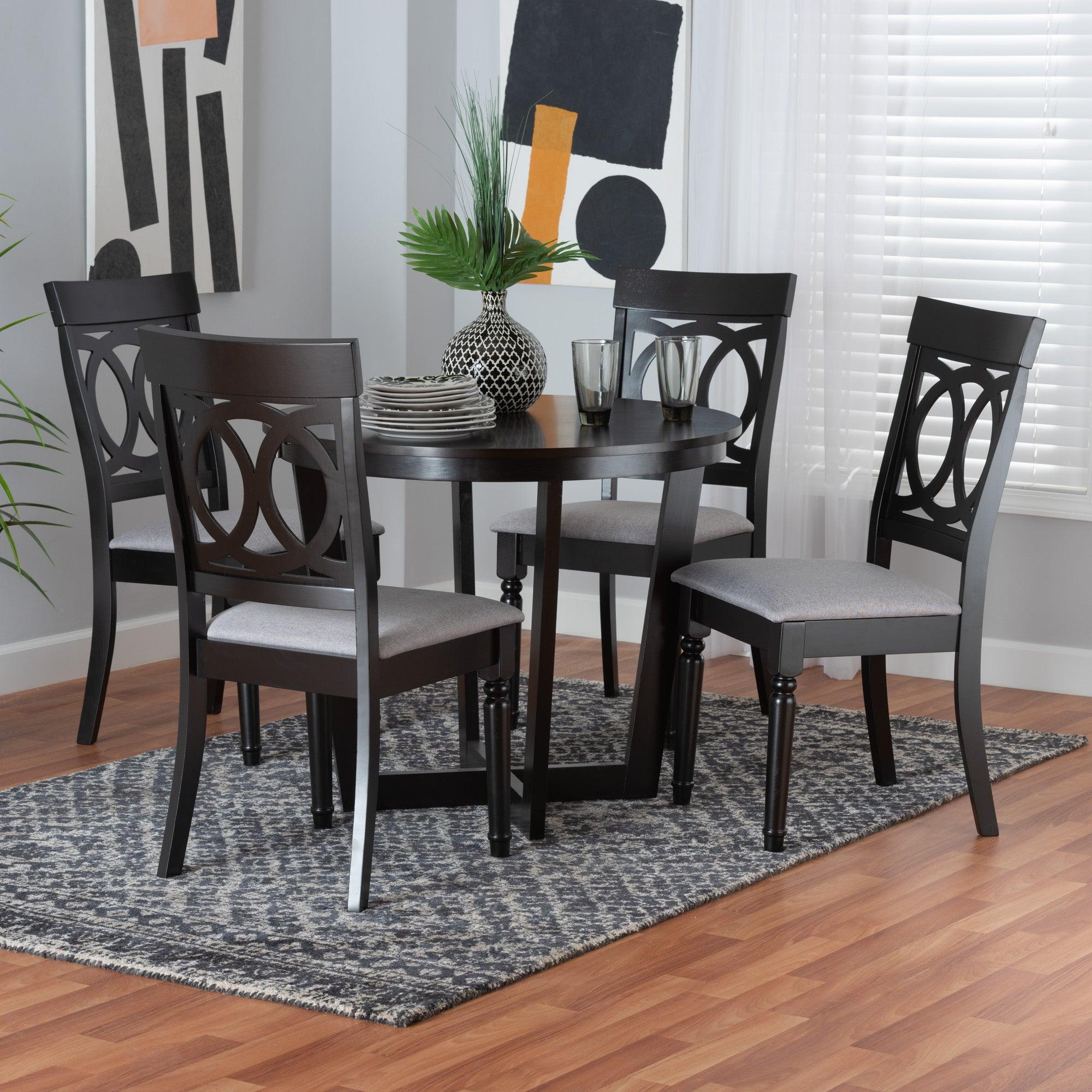 Estelle Modern Fabric and Finished Wood 5-Piece Dining Set