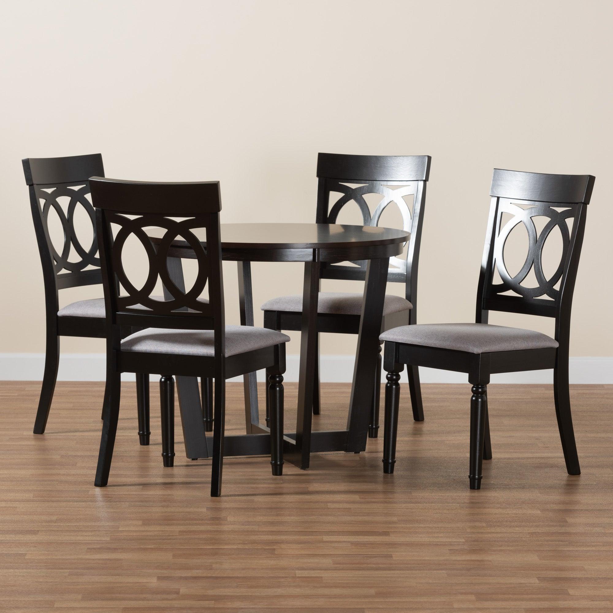 Estelle Modern Fabric and Finished Wood 5-Piece Dining Set