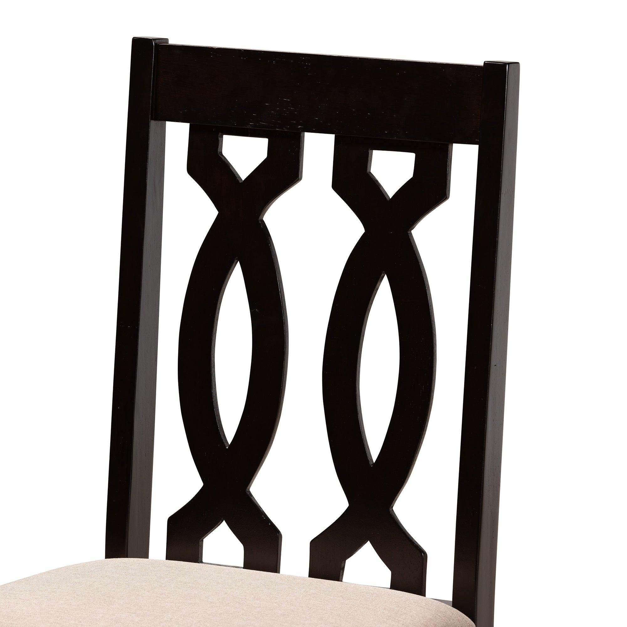 Julie Modern and Contemporary Sand Fabric Upholstered and Finished Wood 5-Piece Dining Set