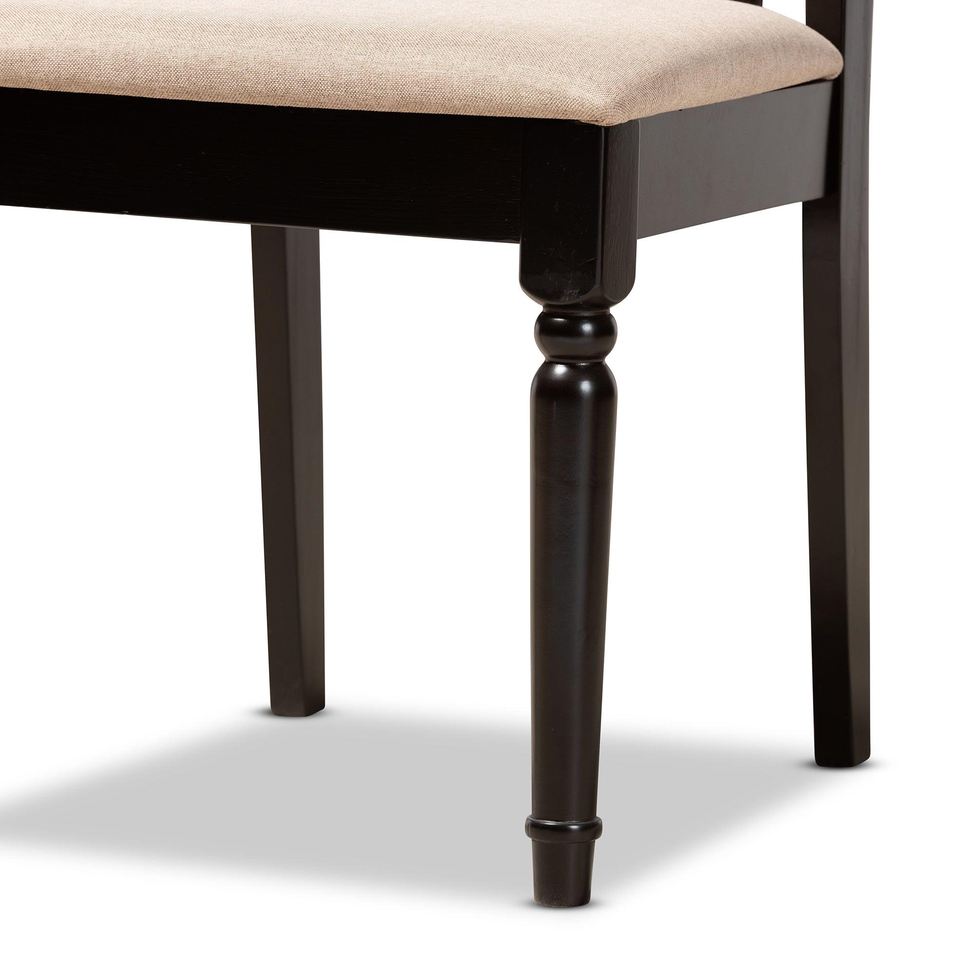 Julie Modern and Contemporary Sand Fabric Upholstered and Finished Wood 5-Piece Dining Set