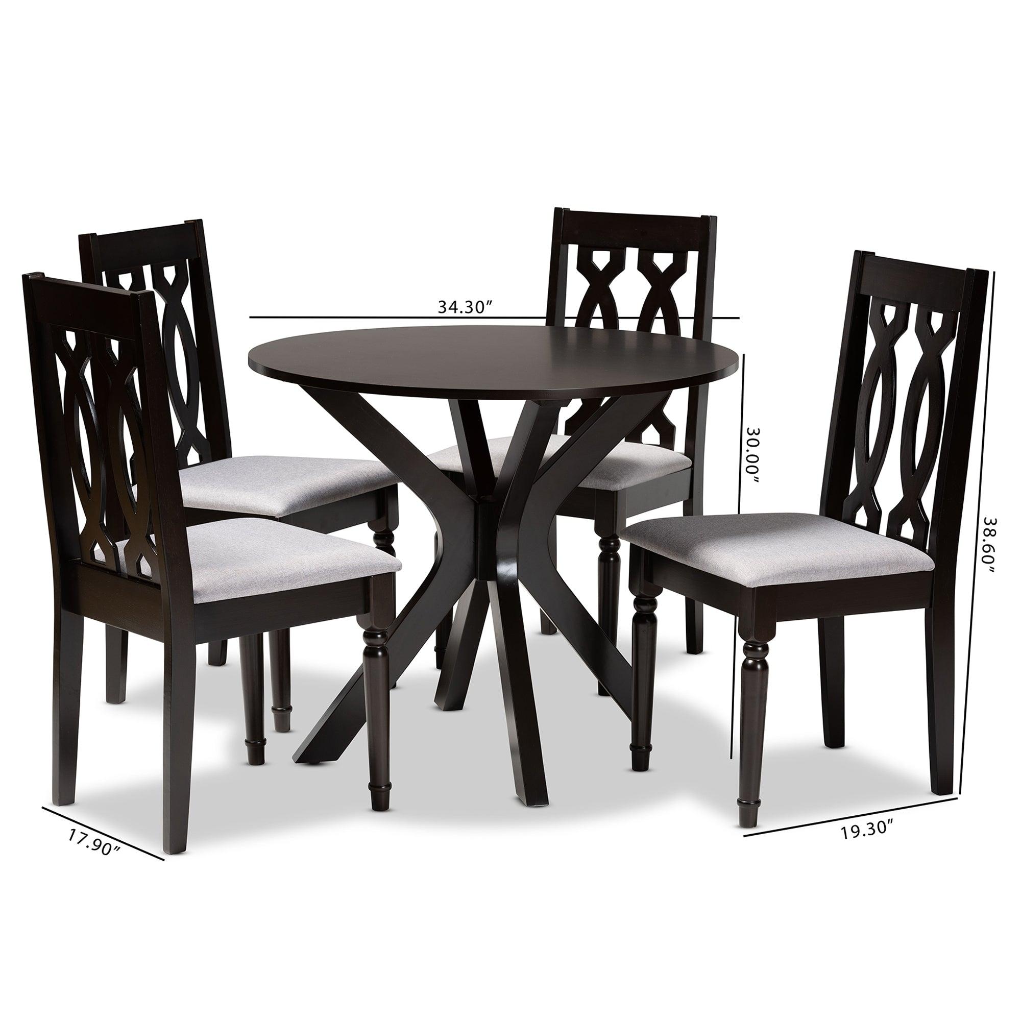 Callie Modern and Contemporary Fabric Upholstered and Finished Wood 5-Piece Dining Set