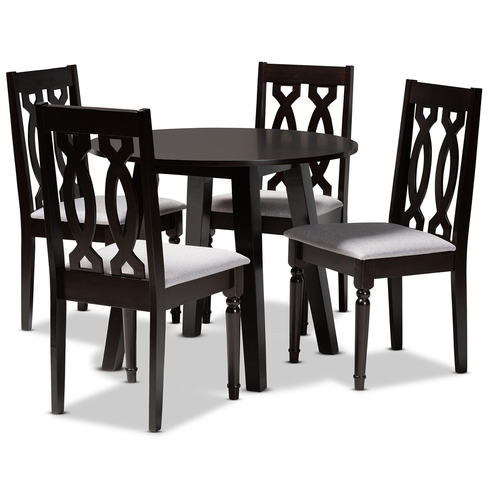 Imogen Modern and Contemporary Fabric Upholstered and Finished Wood 5-Piece Dining Set