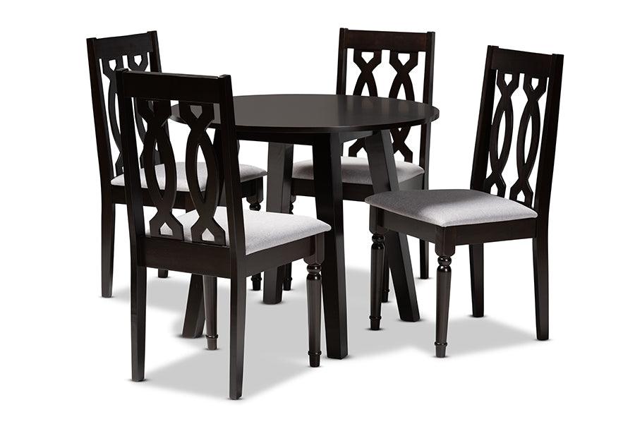 Imogen Modern and Contemporary Fabric Upholstered and Finished Wood 5-Piece Dining Set