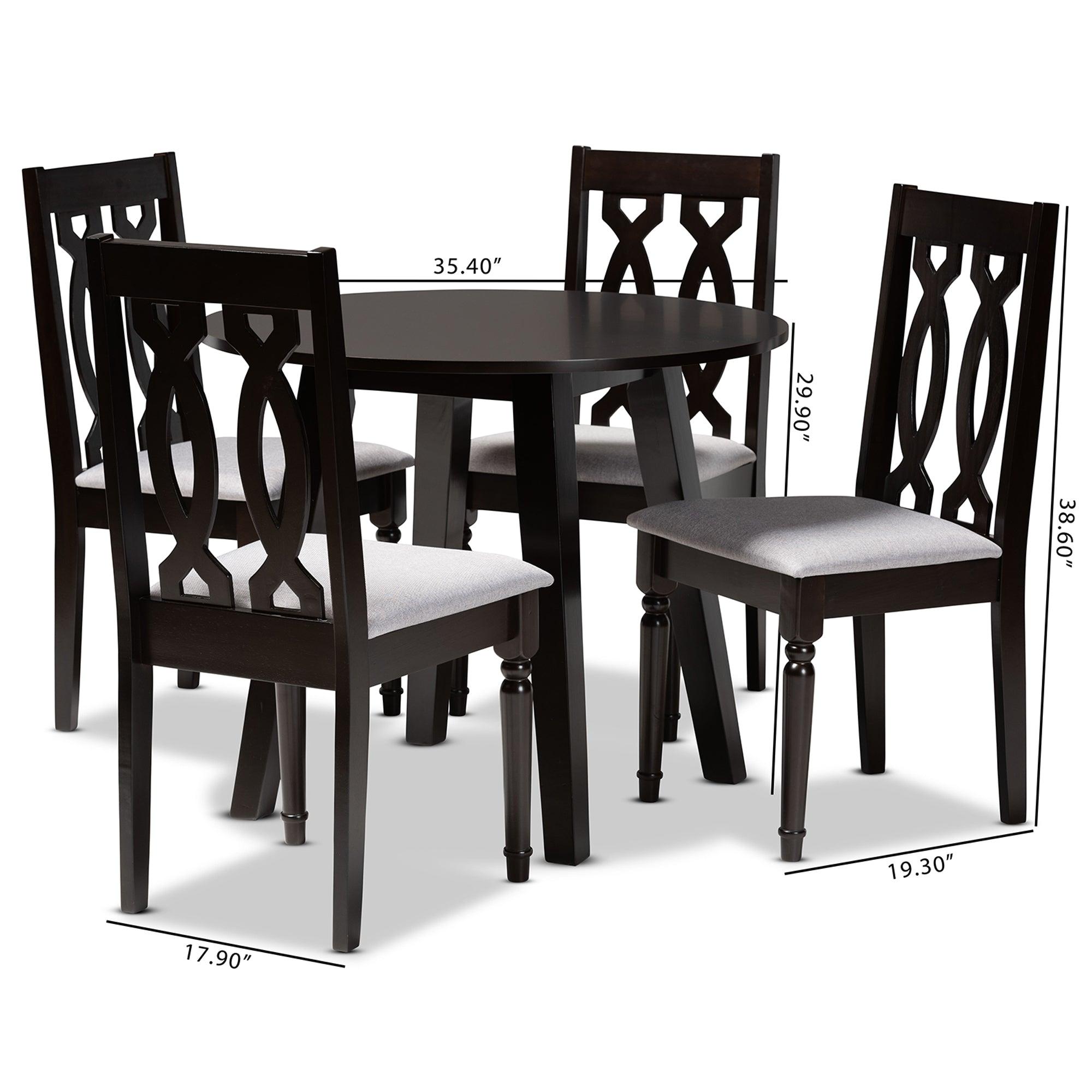 Imogen Modern and Contemporary Fabric Upholstered and Finished Wood 5-Piece Dining Set