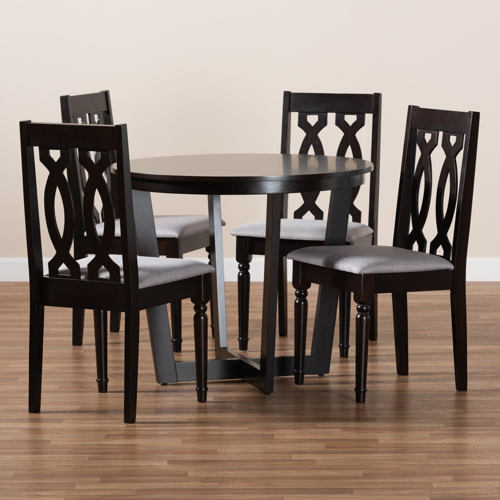 Julie Modern and Contemporary Fabric Upholstered and Finished Wood 5-Piece Dining Set