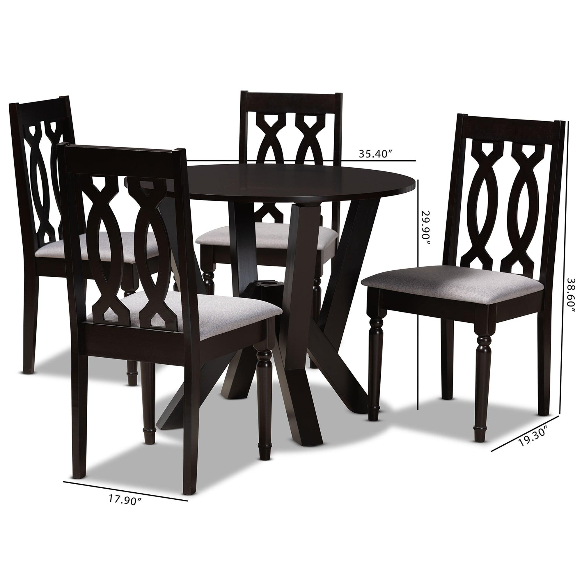 Anise Modern and Contemporary Fabric Upholstered and Finished Wood 5-Piece Dining Set