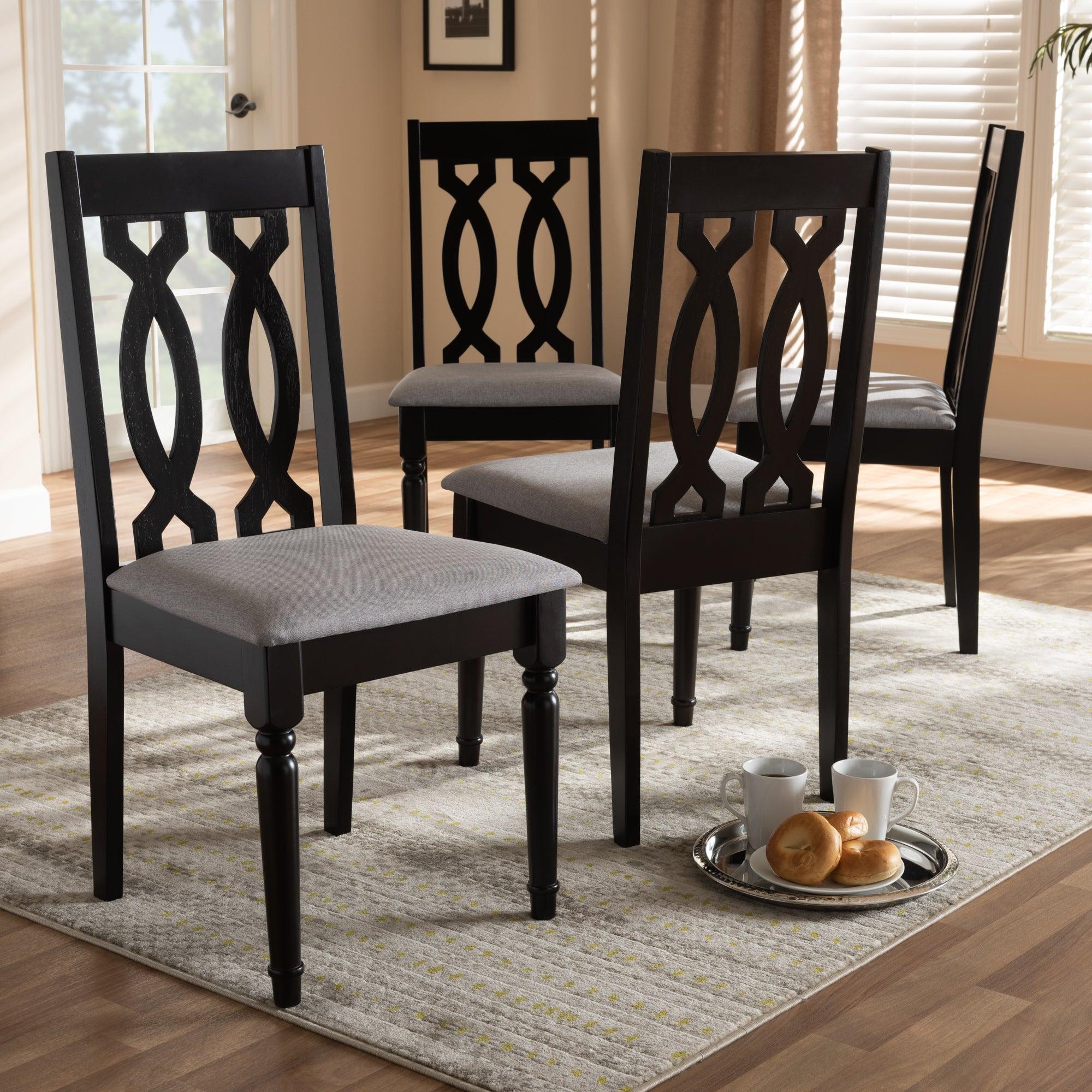 Cherese Modern and Contemporary Fabric Upholstered Espresso Finished Wood Dining Chair Set of 4