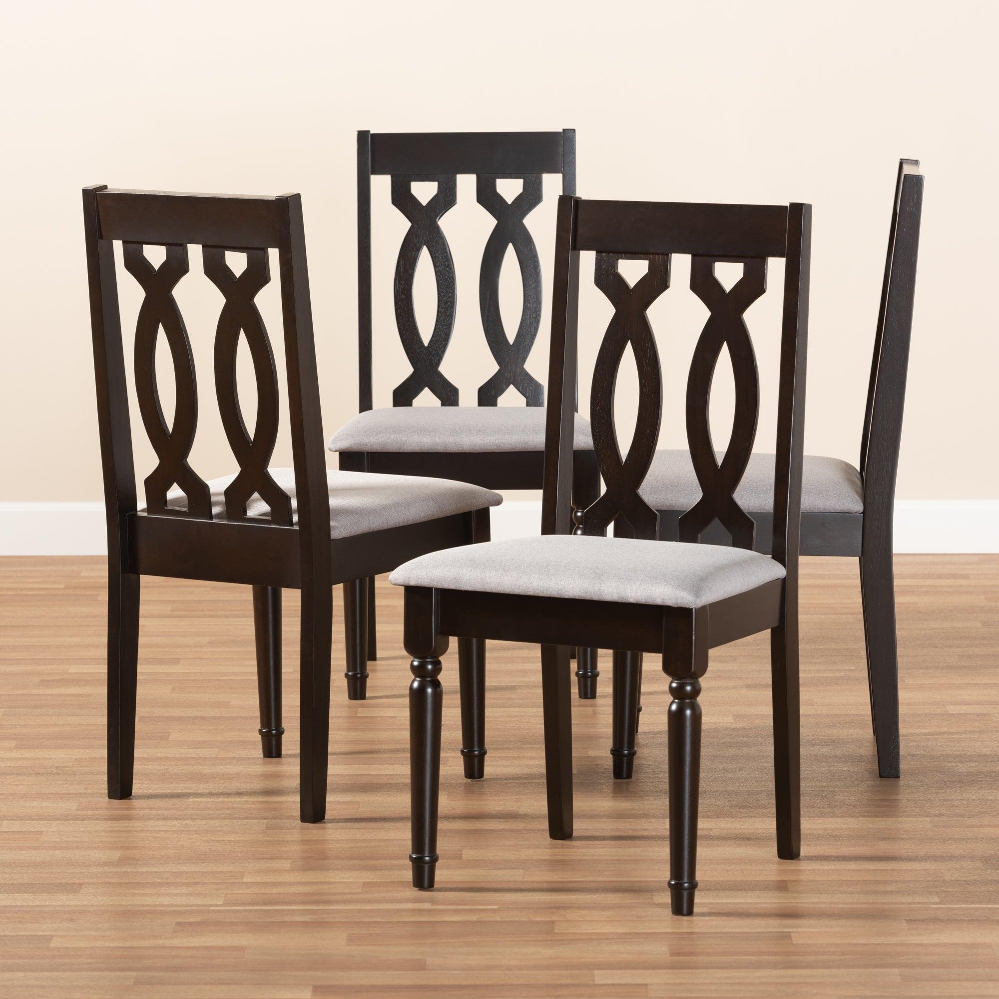 Cherese Modern and Contemporary Fabric Upholstered Espresso Finished Wood Dining Chair Set of 4