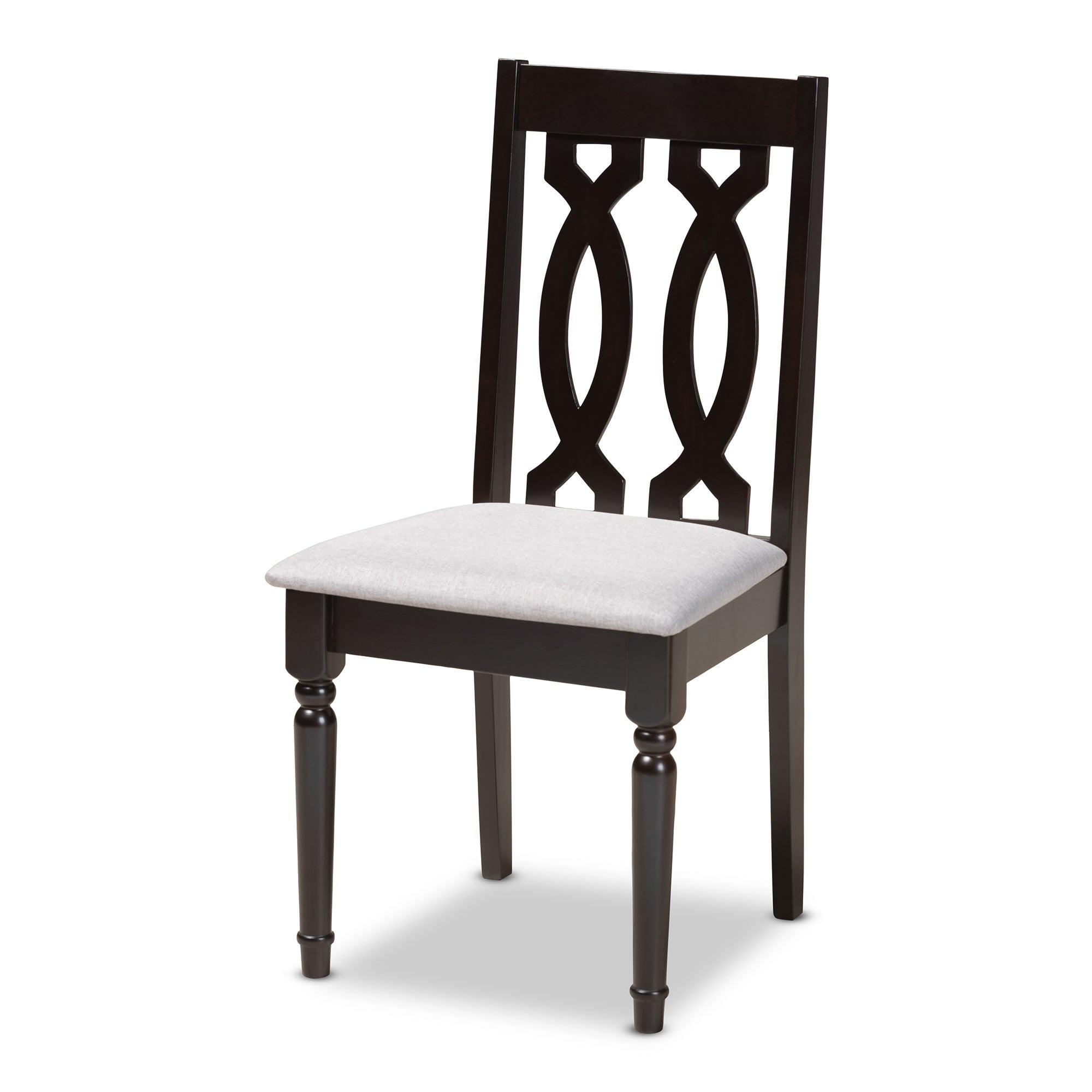 Cherese Modern and Contemporary Fabric Upholstered Espresso Finished 5-Piece Wood Dining Set