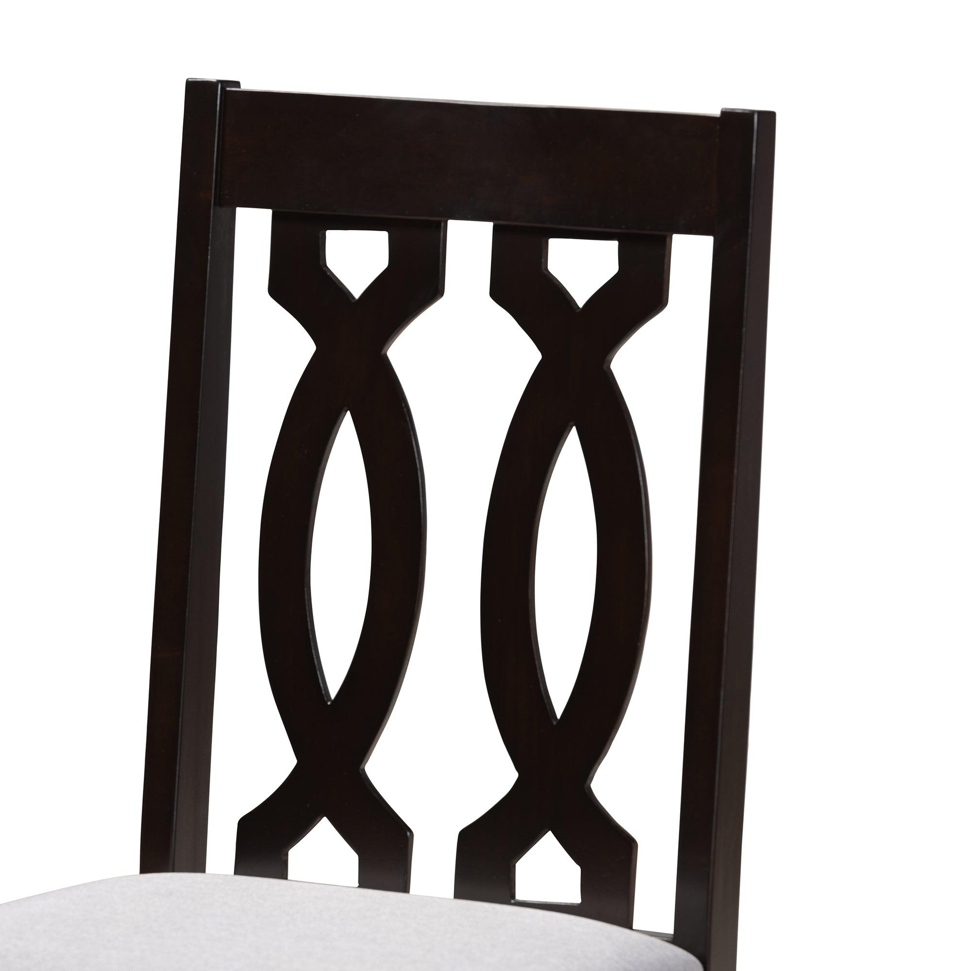 Cherese Modern and Contemporary Fabric Upholstered Espresso Finished 5-Piece Wood Dining Set