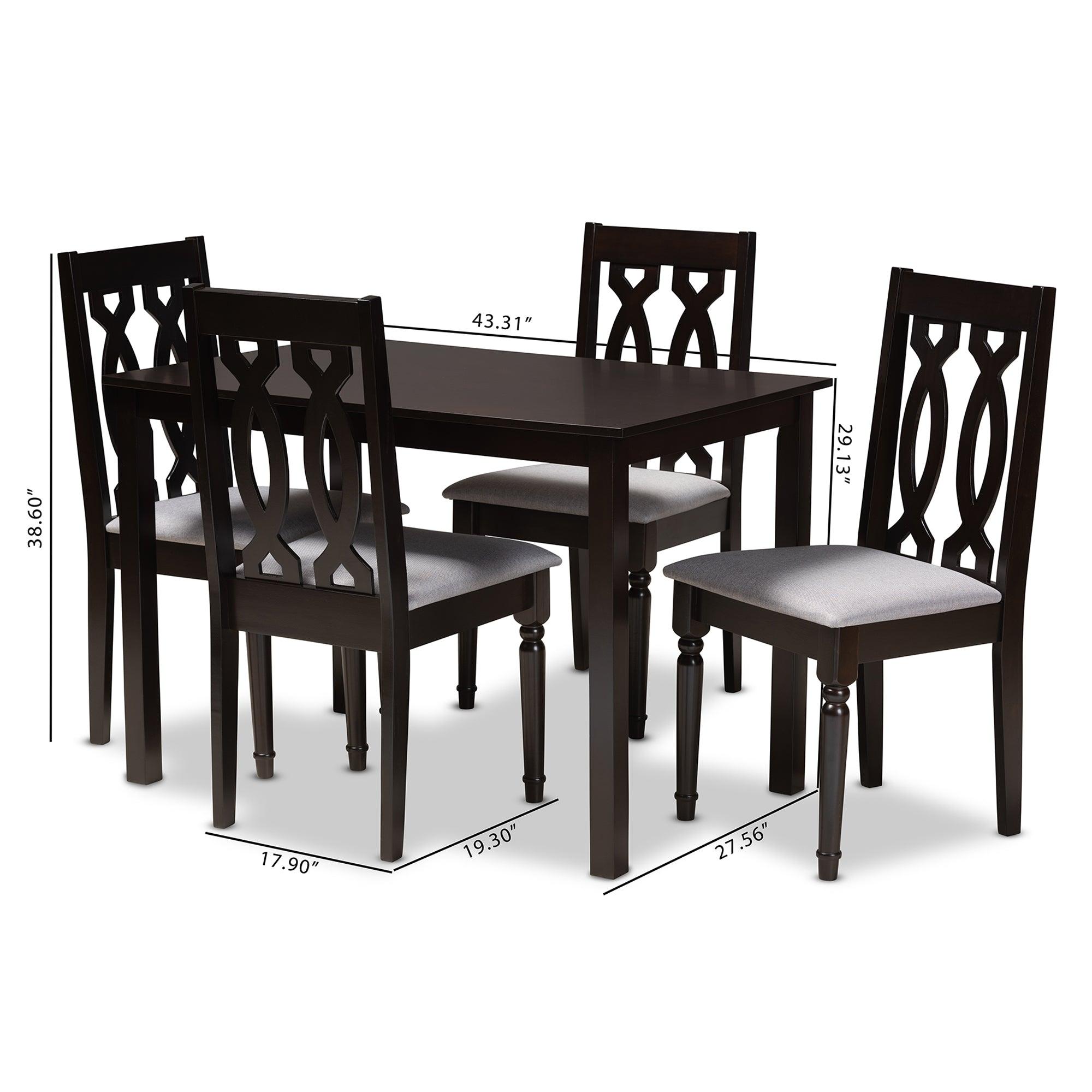 Cherese Modern and Contemporary Fabric Upholstered Espresso Finished 5-Piece Wood Dining Set