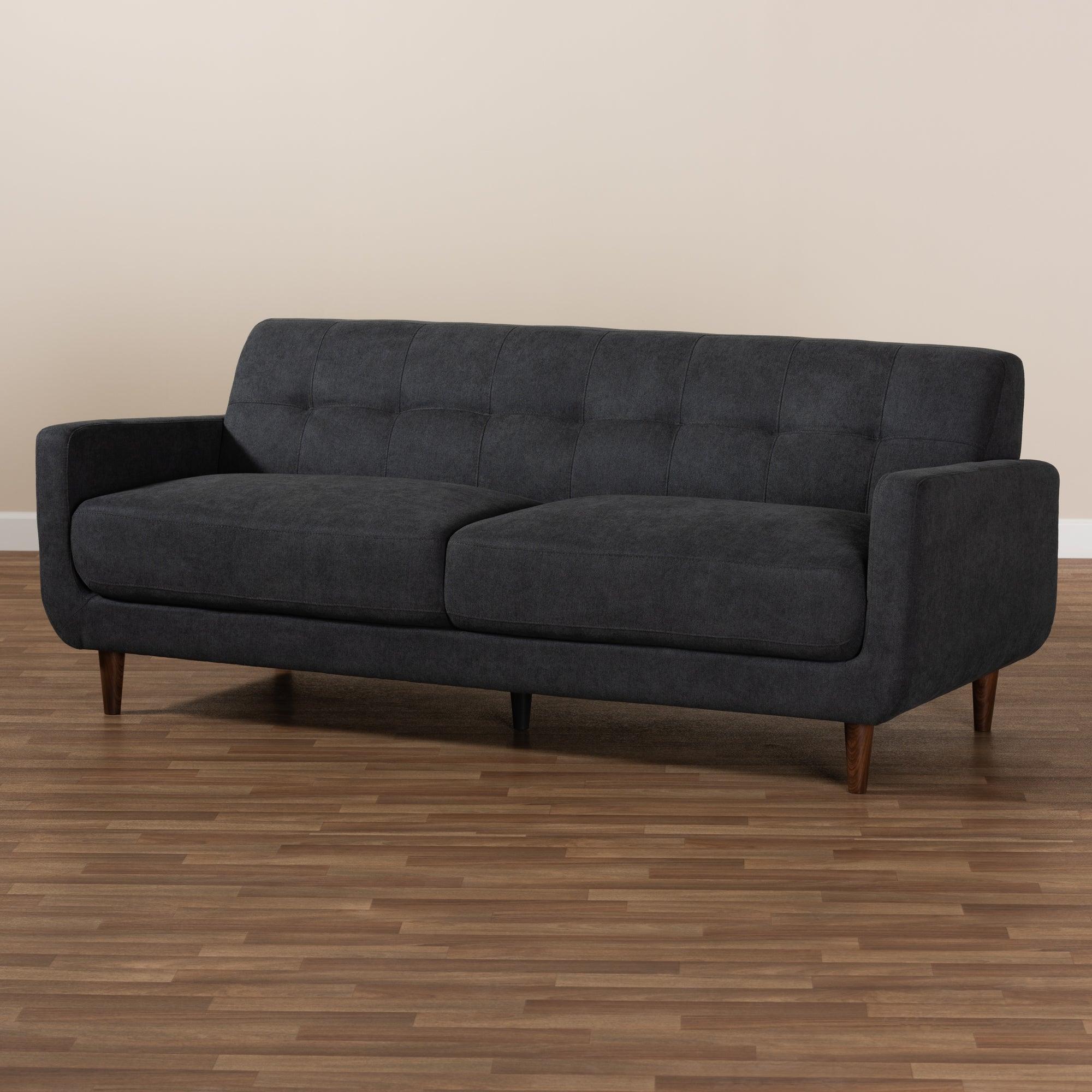 Allister Mid-Century Modern Dark Fabric Upholstered Sofa