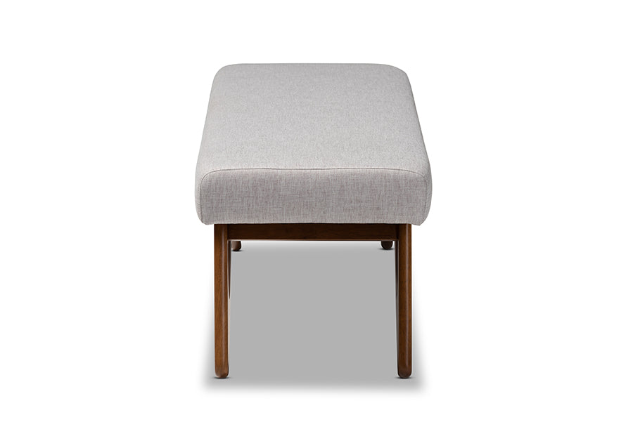 Rika Mid-Century Modern Fabric Upholstered Finished Boomerang Bench