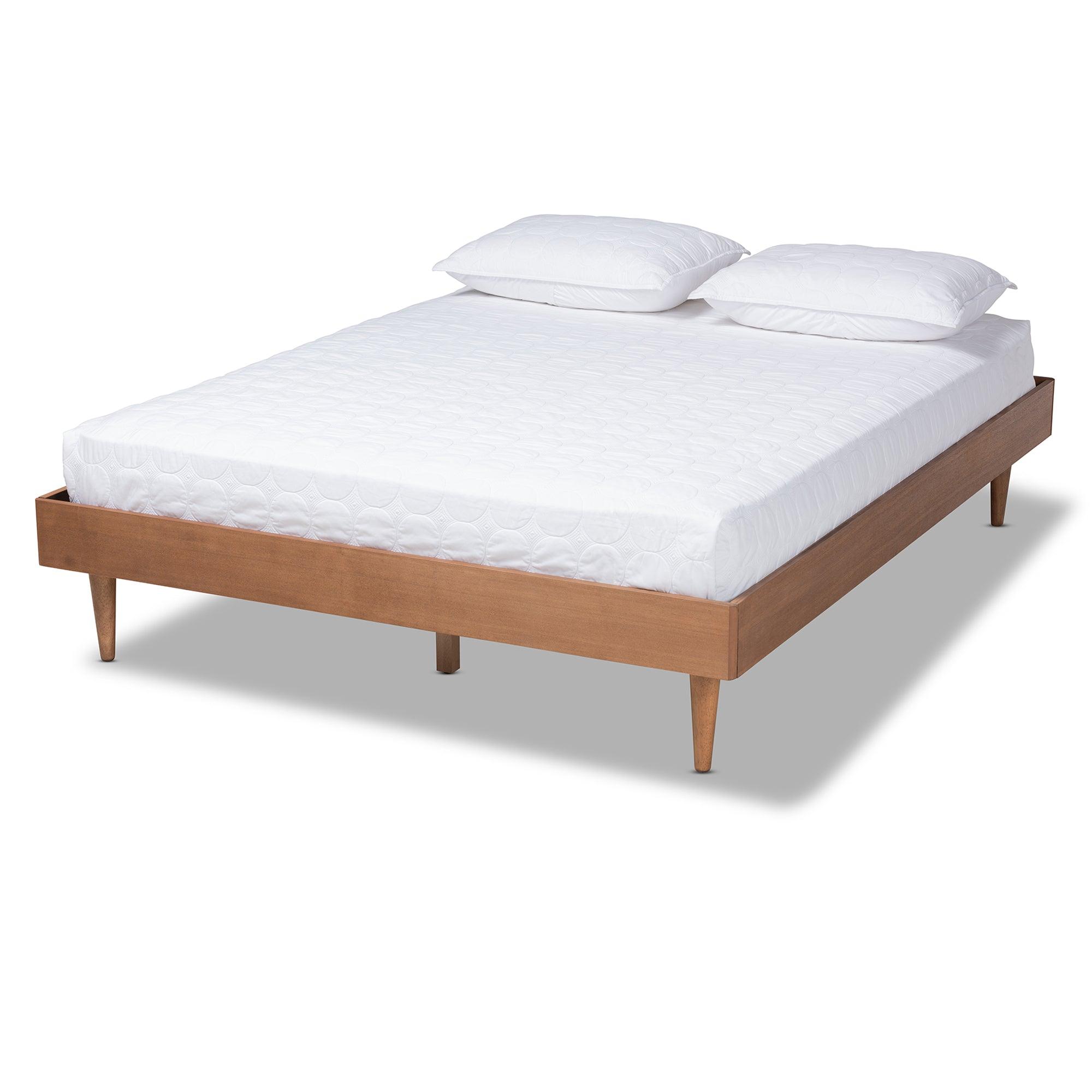 Rina Mid-Century Modern Ash Wanut Finished Wood Bed