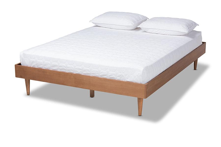 Rina Mid-Century Modern Ash Wanut Finished Wood Bed