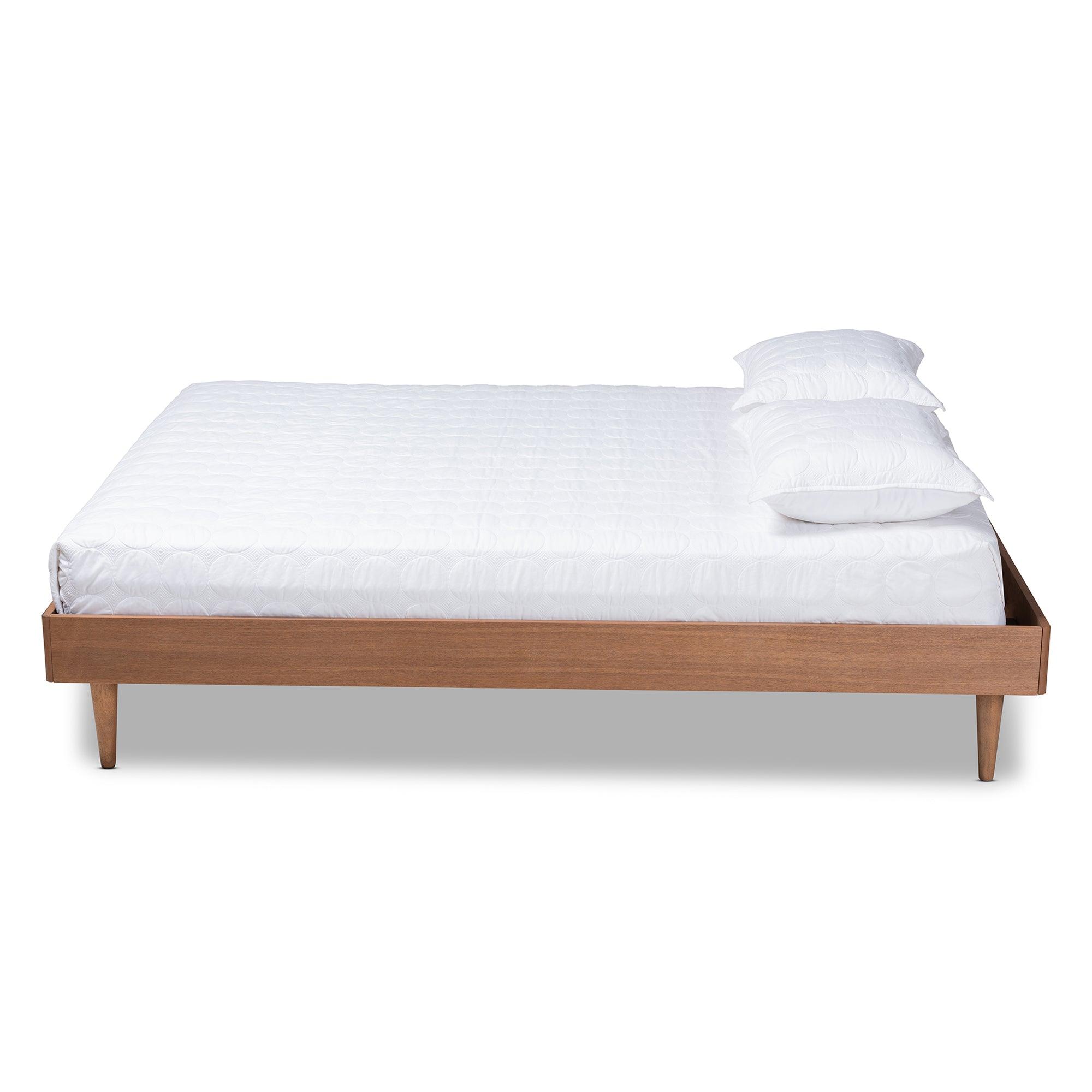 Rina Mid-Century Modern Ash Wanut Finished Wood Bed