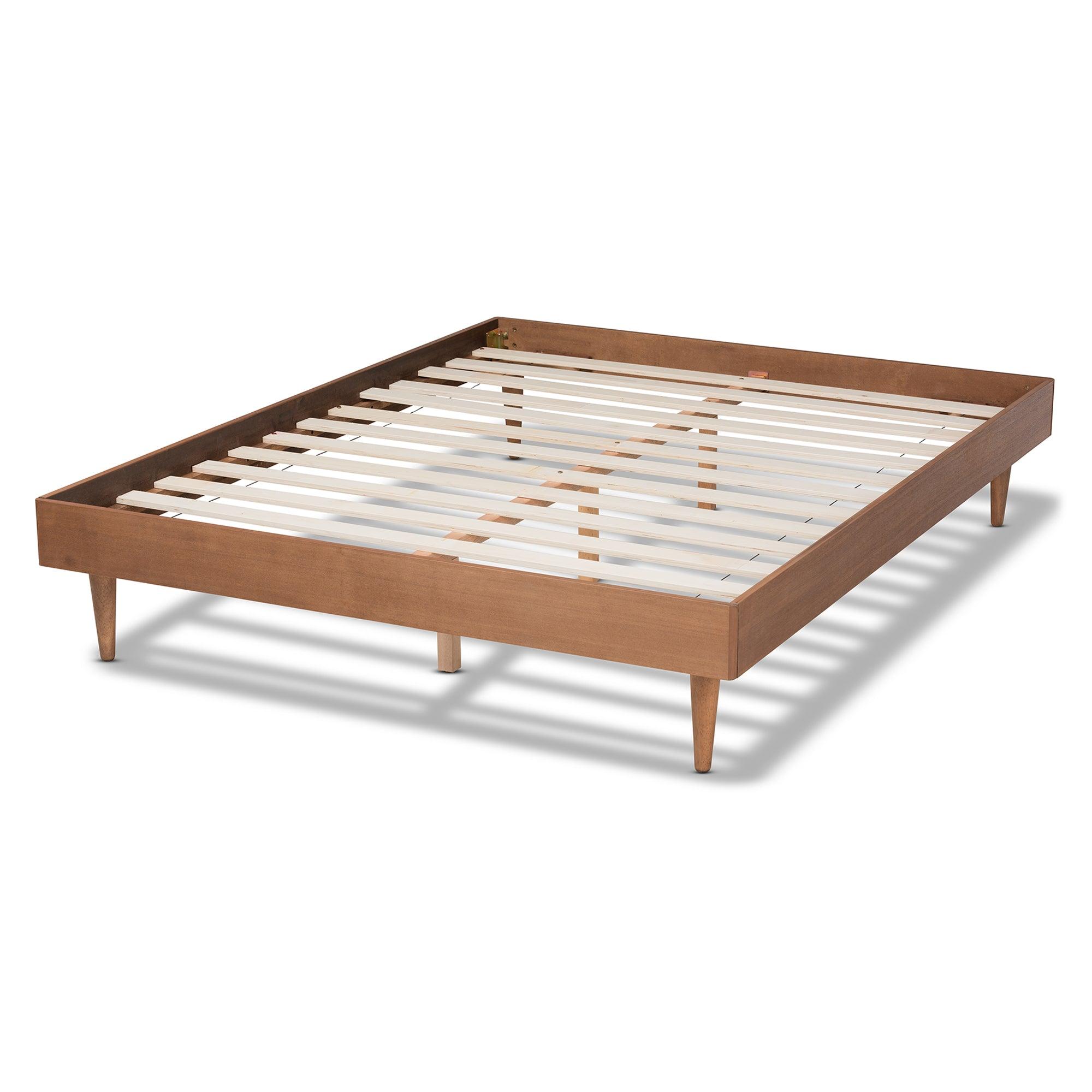 Rina Mid-Century Modern Ash Wanut Finished Wood Bed