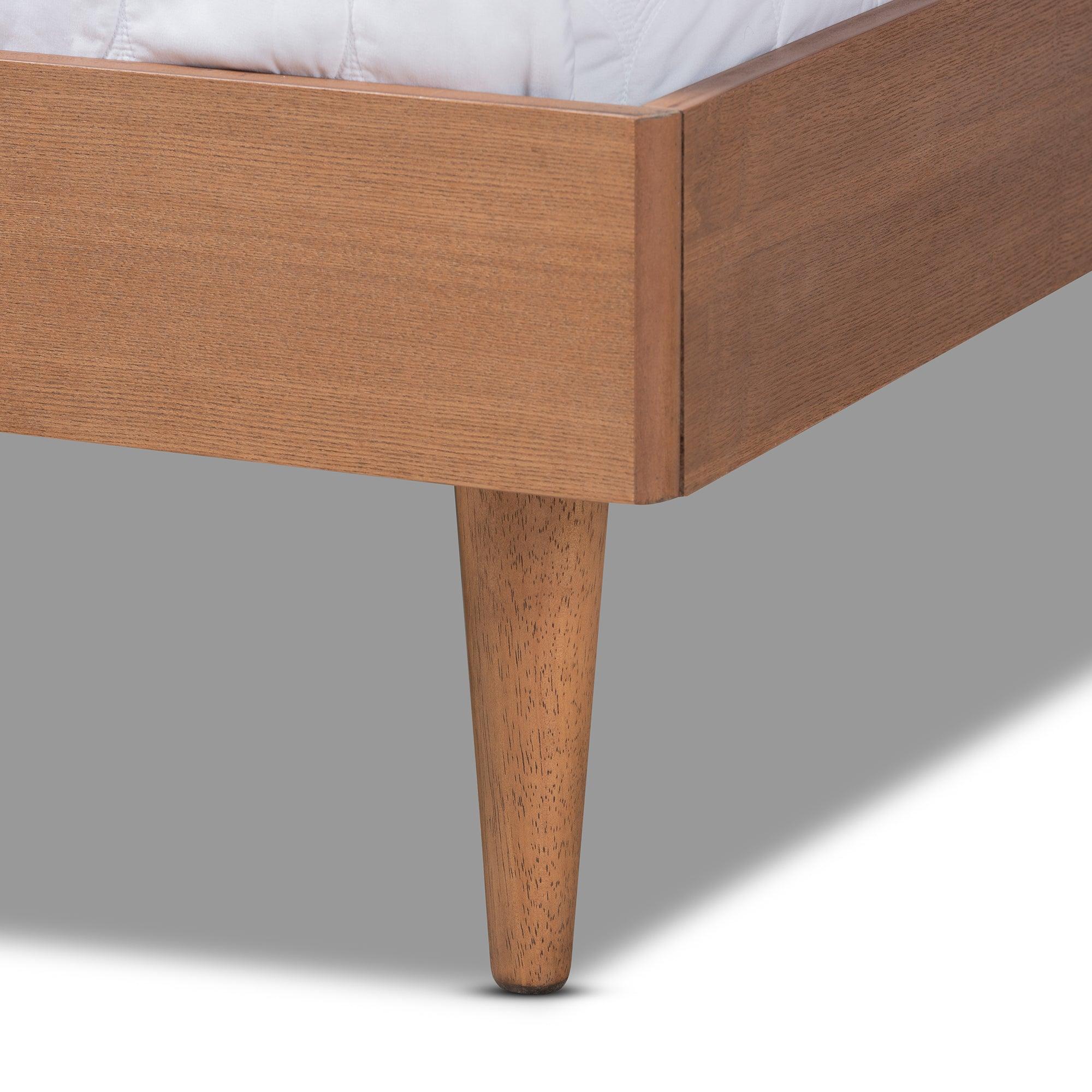 Rina Mid-Century Modern Ash Wanut Finished Wood Bed
