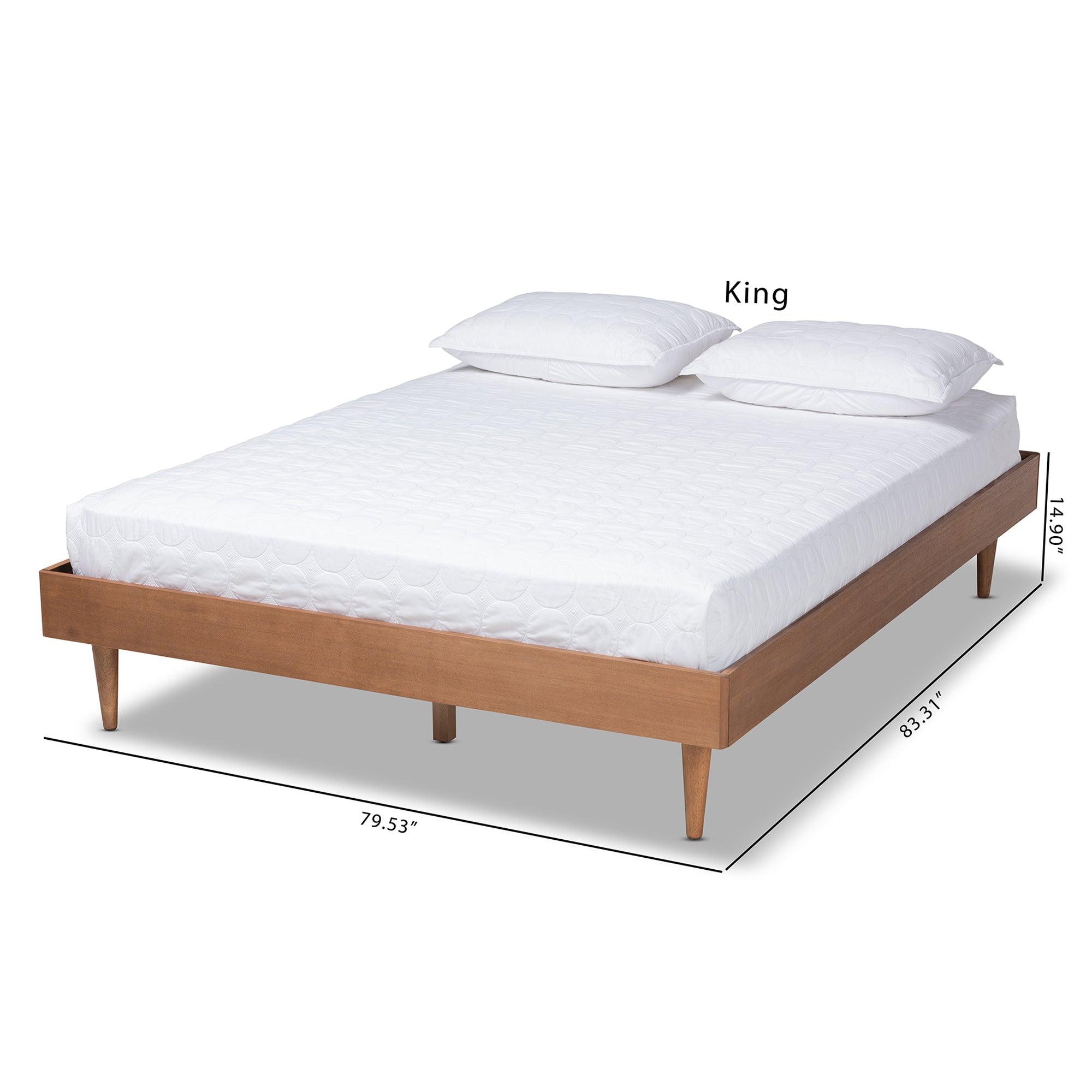 Rina Mid-Century Modern Ash Wanut Finished Wood Bed
