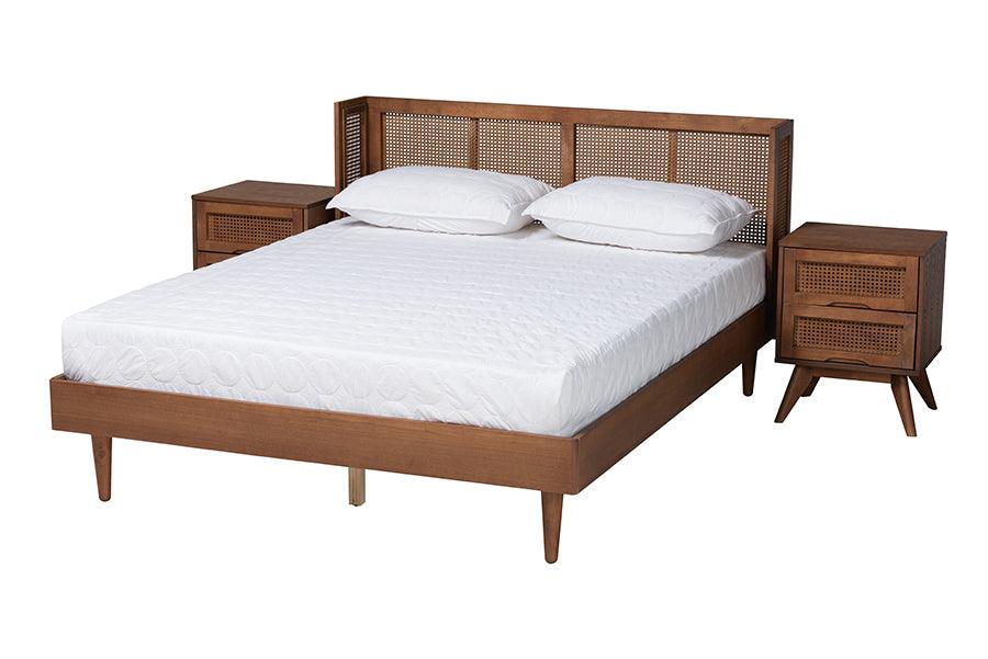 Rina Mid-Century Modern Ash Finished Wood 3-Piece Bedroom Set