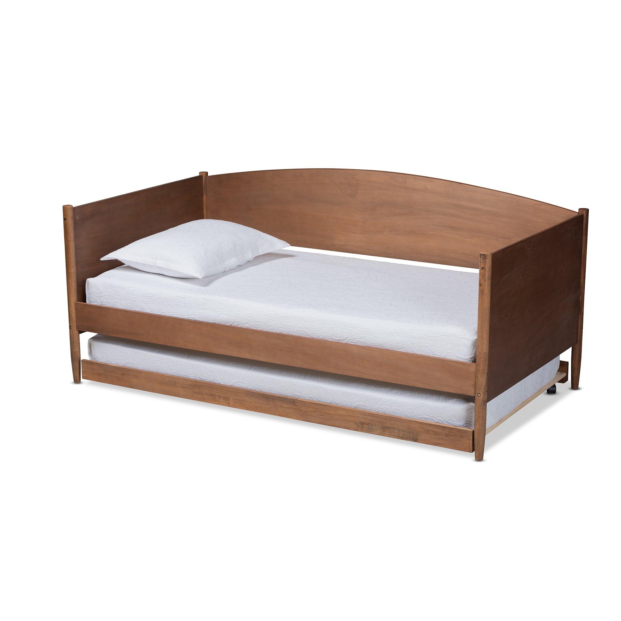 Veles Mid-Century Modern Ash Wanut Finished Wood Daybed