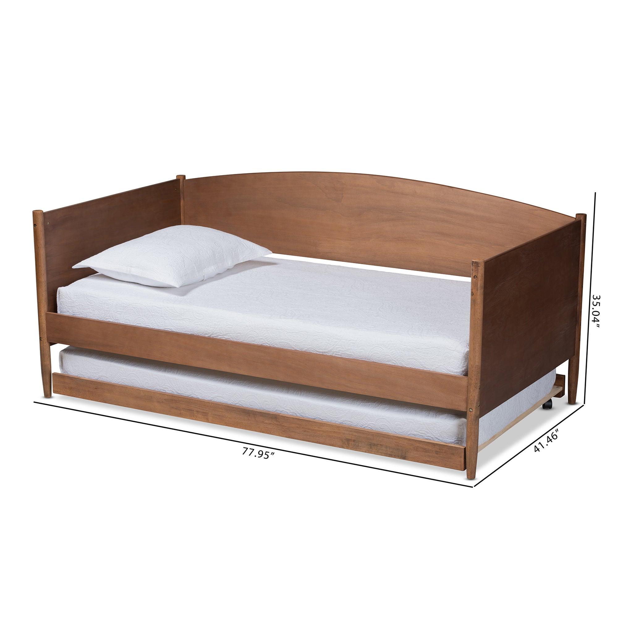 Veles Mid-Century Modern Ash Wanut Finished Wood Daybed
