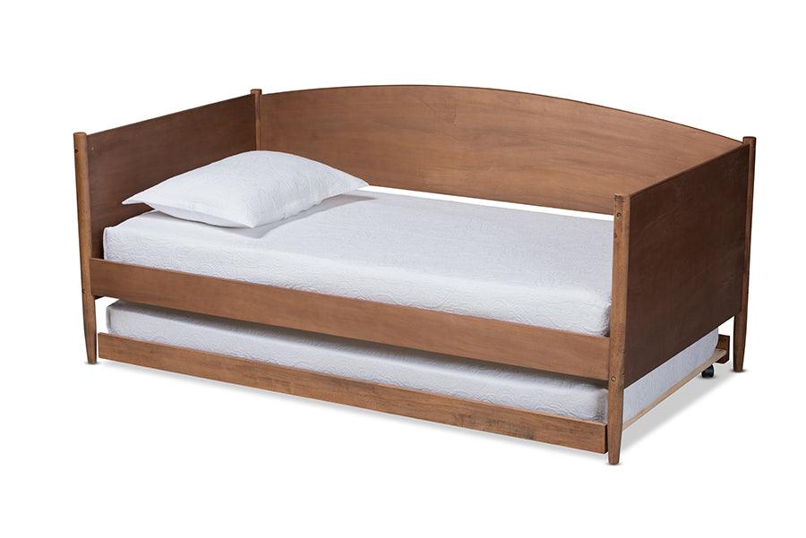Veles Mid-Century Modern Ash Wanut Finished Wood Daybed