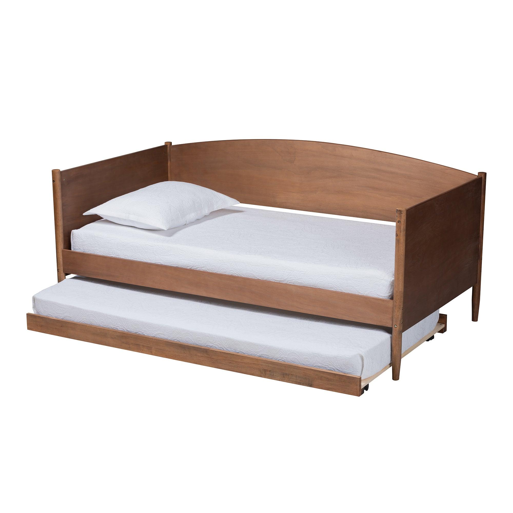 Veles Mid-Century Modern Ash Wanut Finished Wood Daybed
